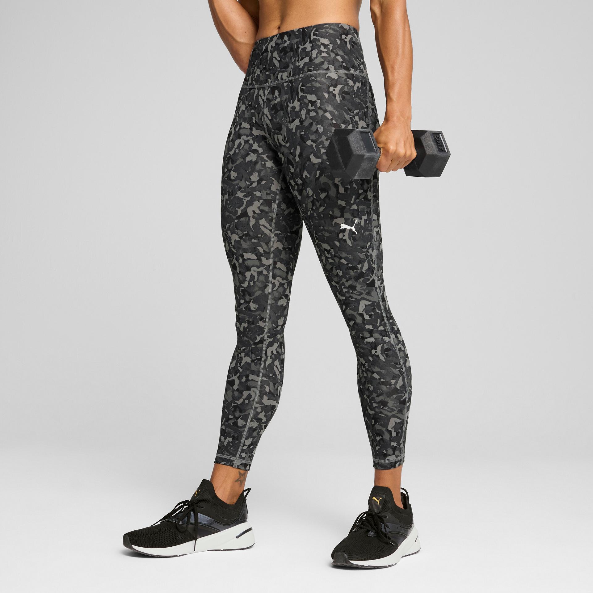 puma train all day essentials women's 7/8 training leggings in black, size s