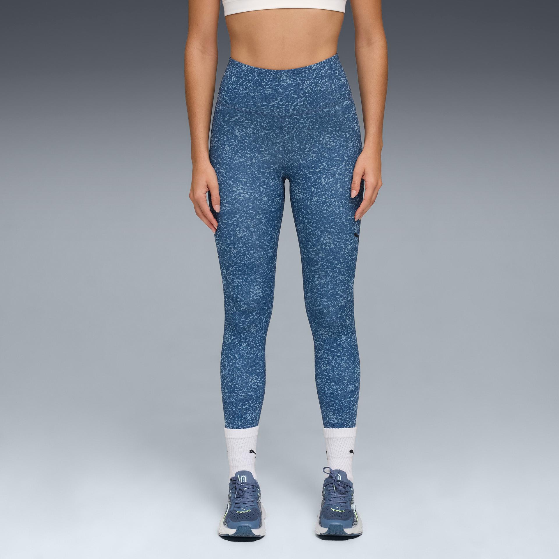 puma train all day essentials women's 7/8 training leggings in blue, size l
