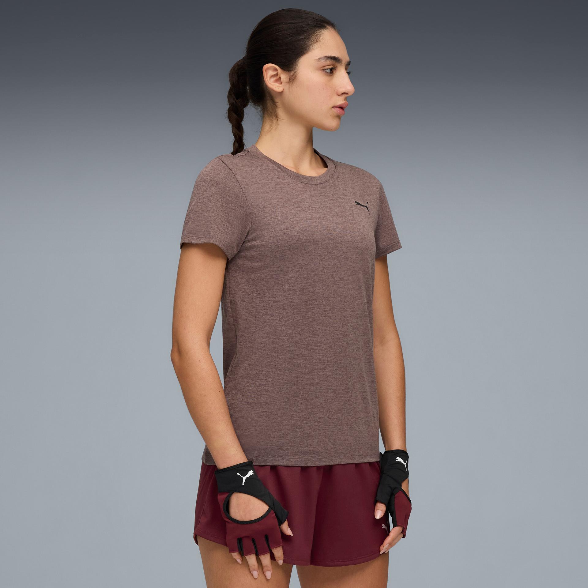 puma train all day essentials women's heather training t-shirt in purple, size m