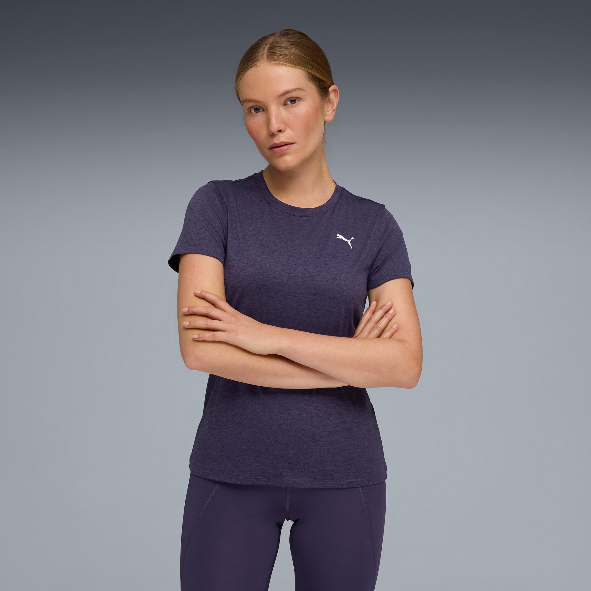 puma train all day essentials women's heather training t-shirt in purple, size xxl