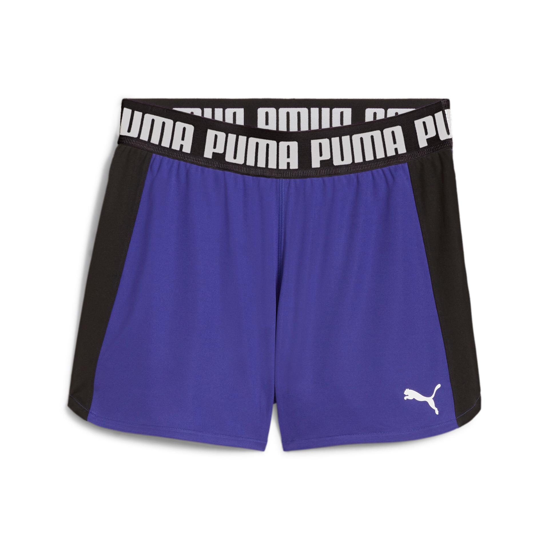puma train all day women's 3" shorts in blue, size m