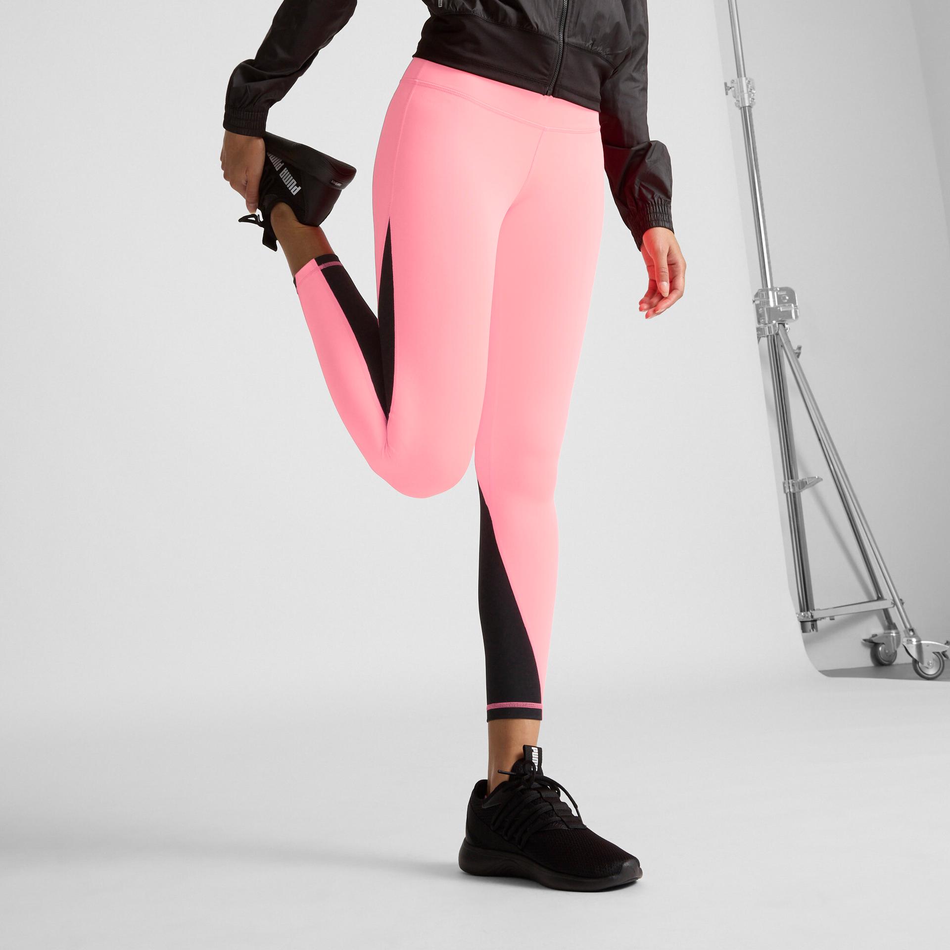 puma train all day women's 7/8 leggings in pink, size m