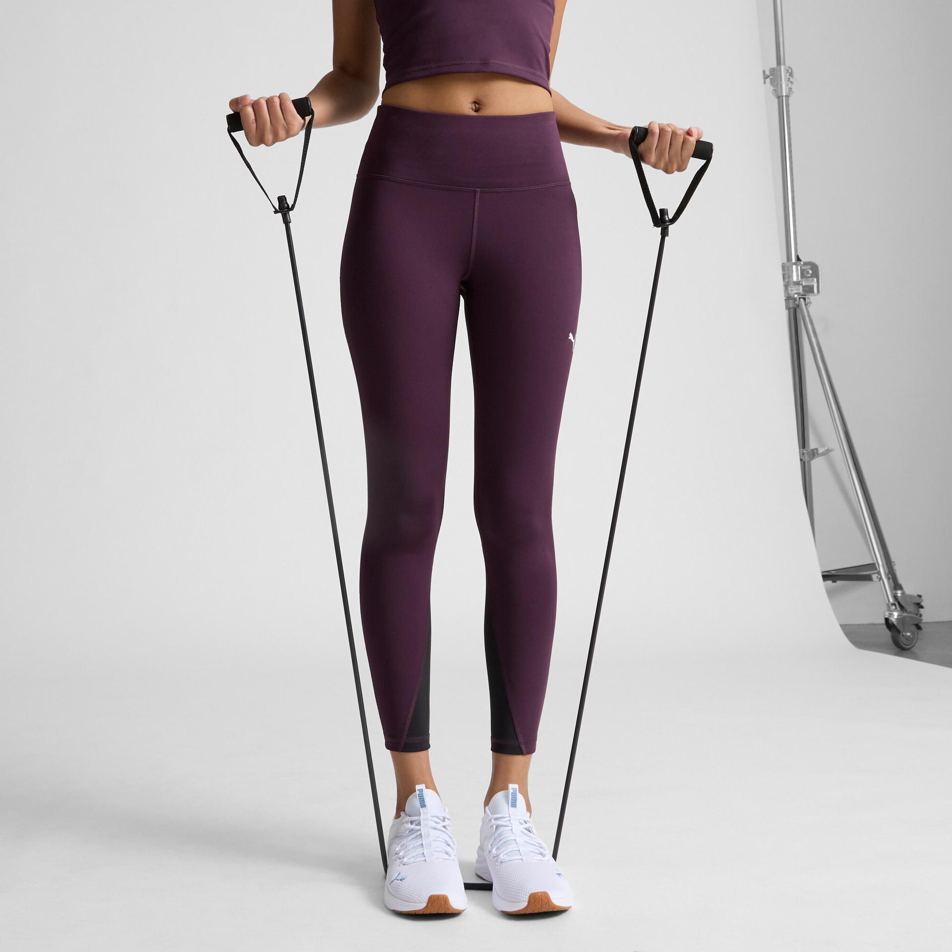 puma train all day women's 7/8 leggings in purple, size xxl