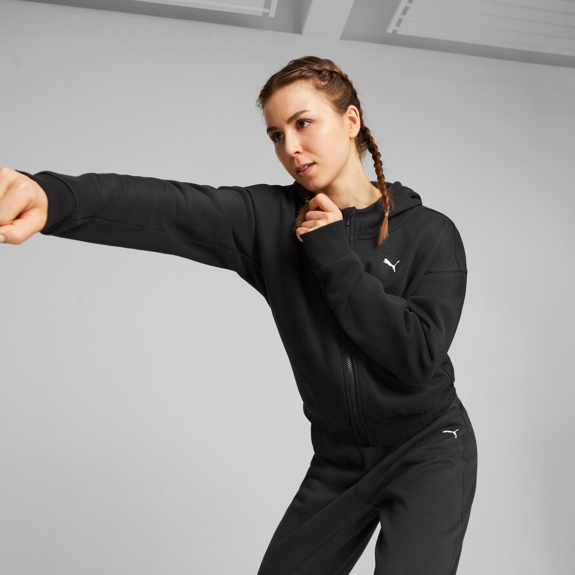 puma train favorite women's full-zip training fleece in black, size xs