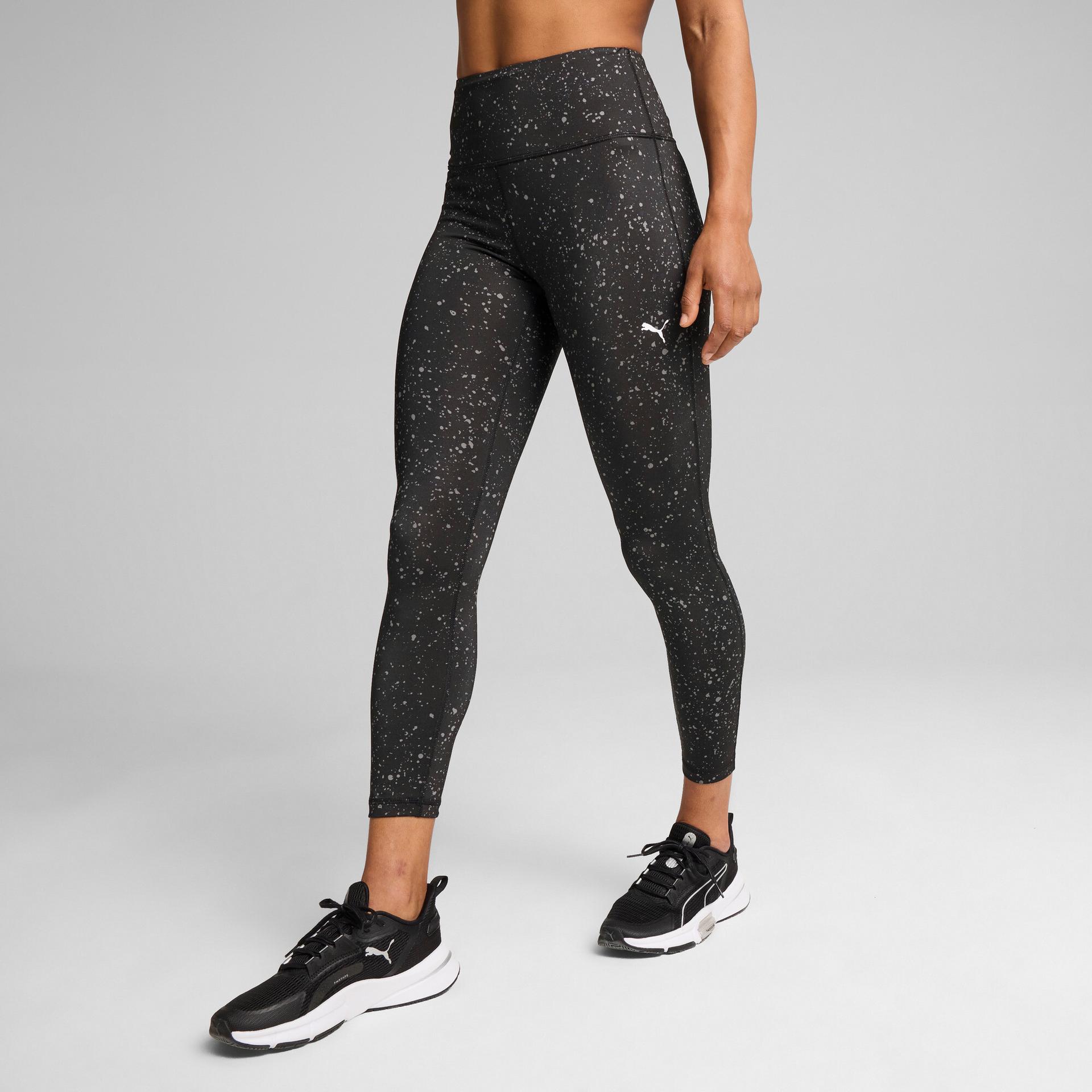 puma training favorites women's high waist 7/8 training leggings in black, size s