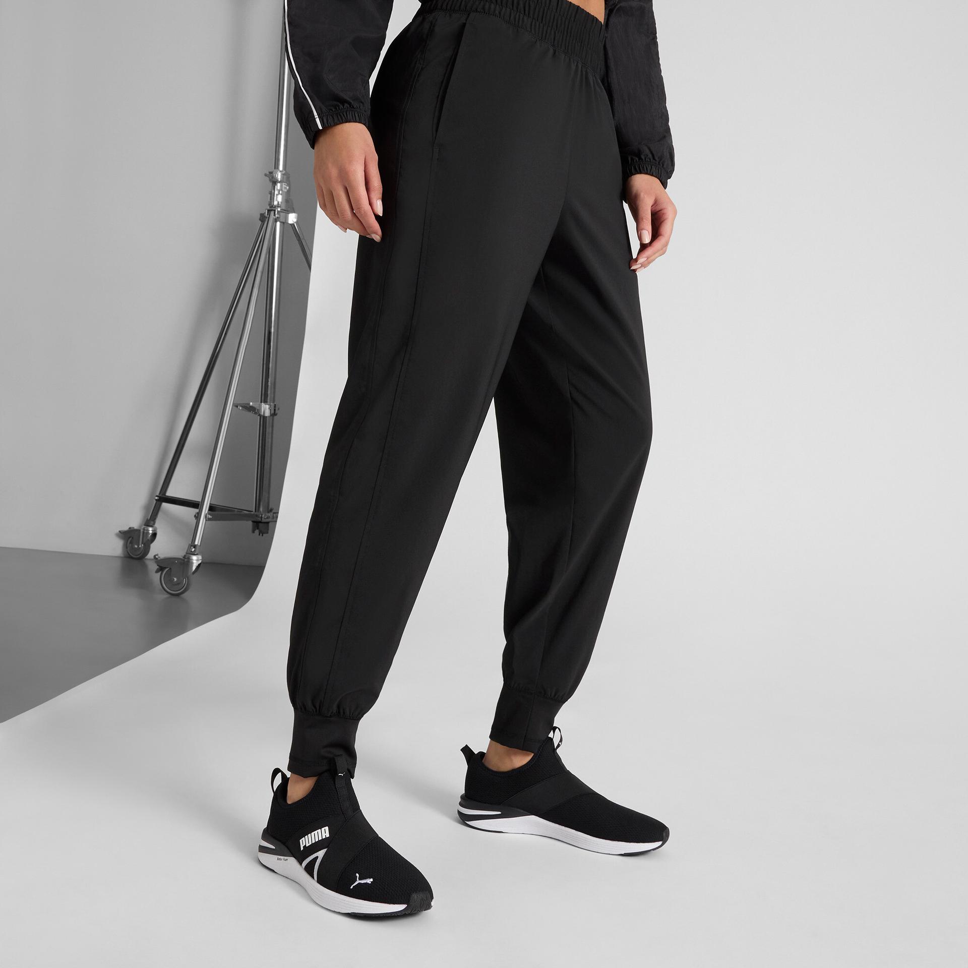 puma training favorites women's high waist pants in black, size s