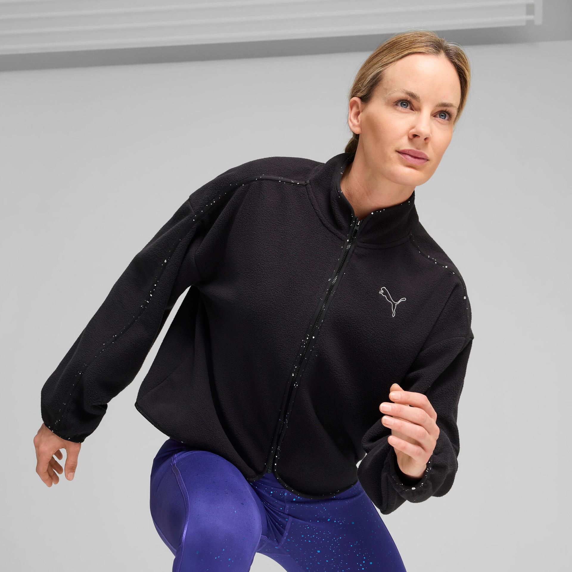 puma training full-zip fleece women in black, size xl