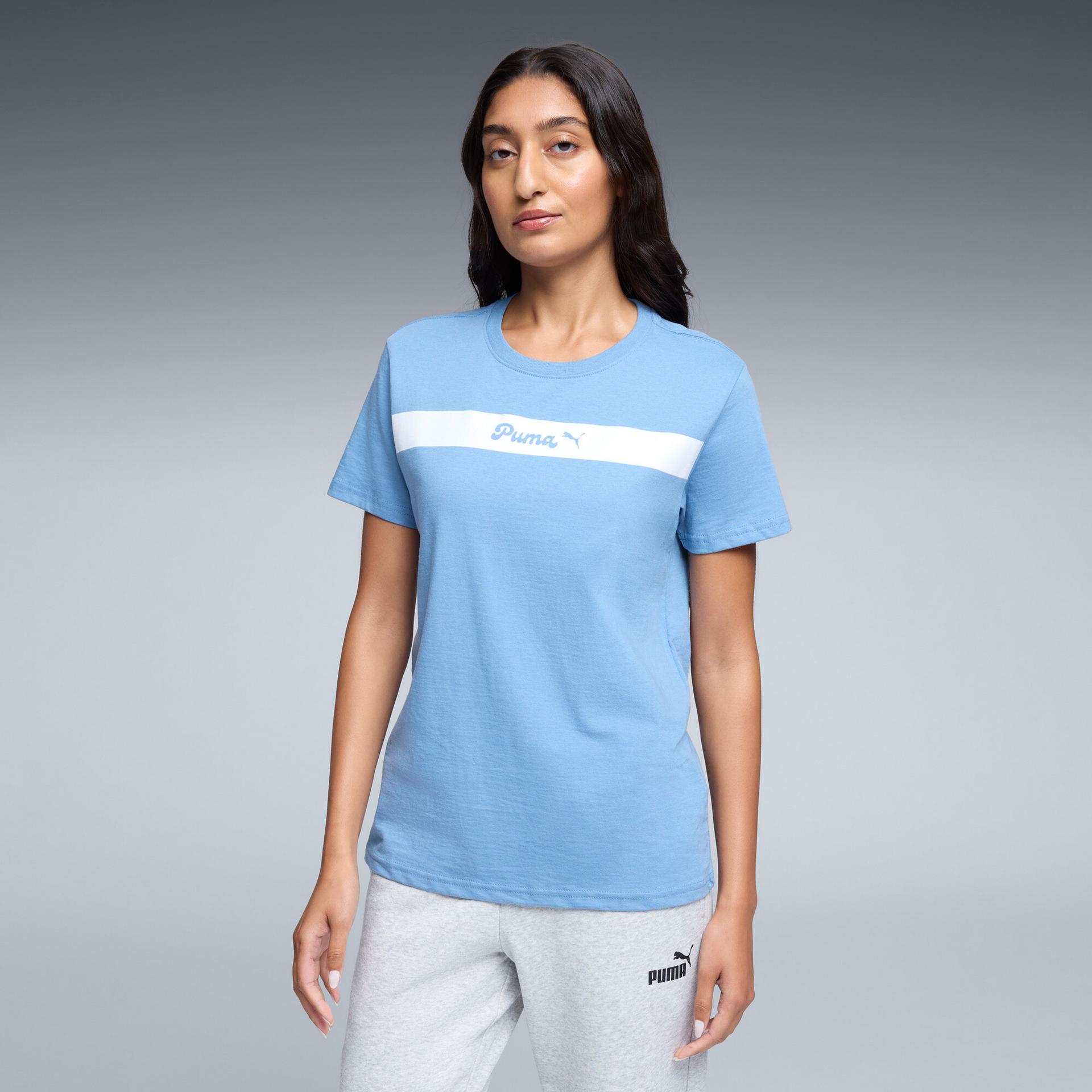 puma upfront women's t-shirt in blue, size s