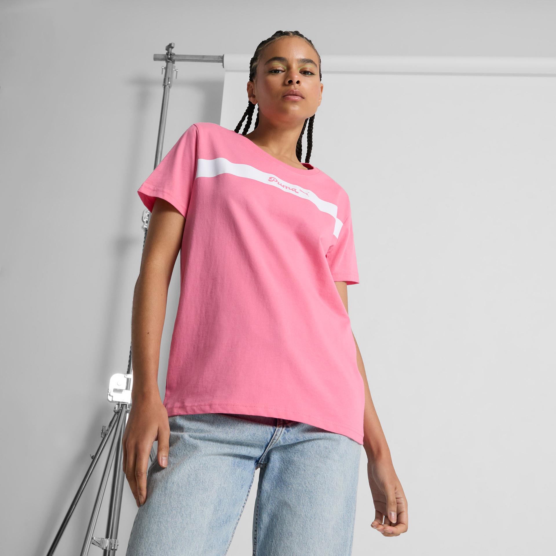 puma upfront women's t-shirt in pink, size xxl