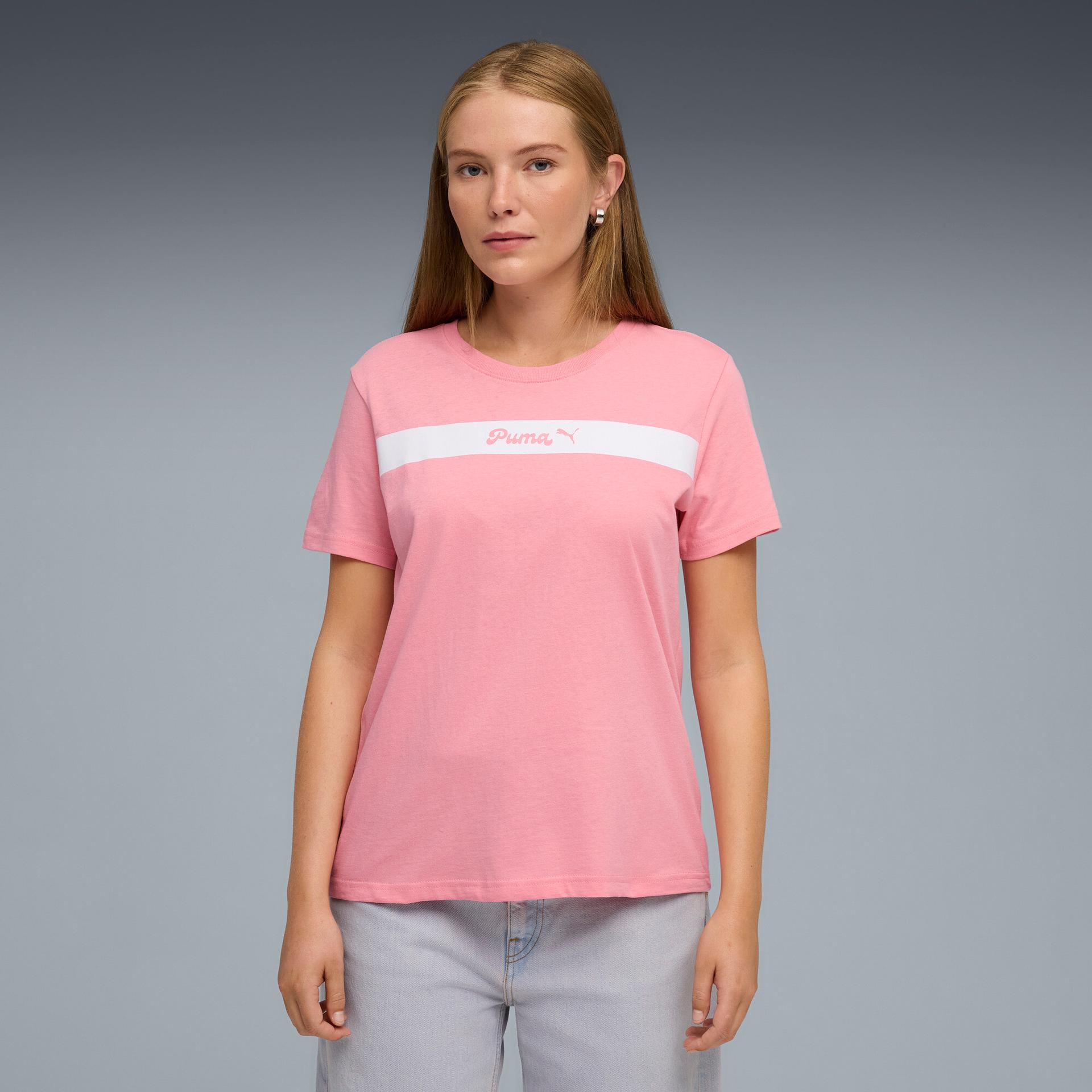 puma upfront women's t-shirt in pink, size xxl