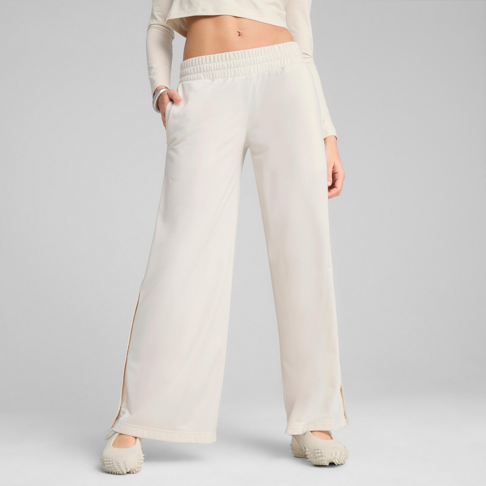 puma wardrobe essentials women's low rise pants in white, size 3xl