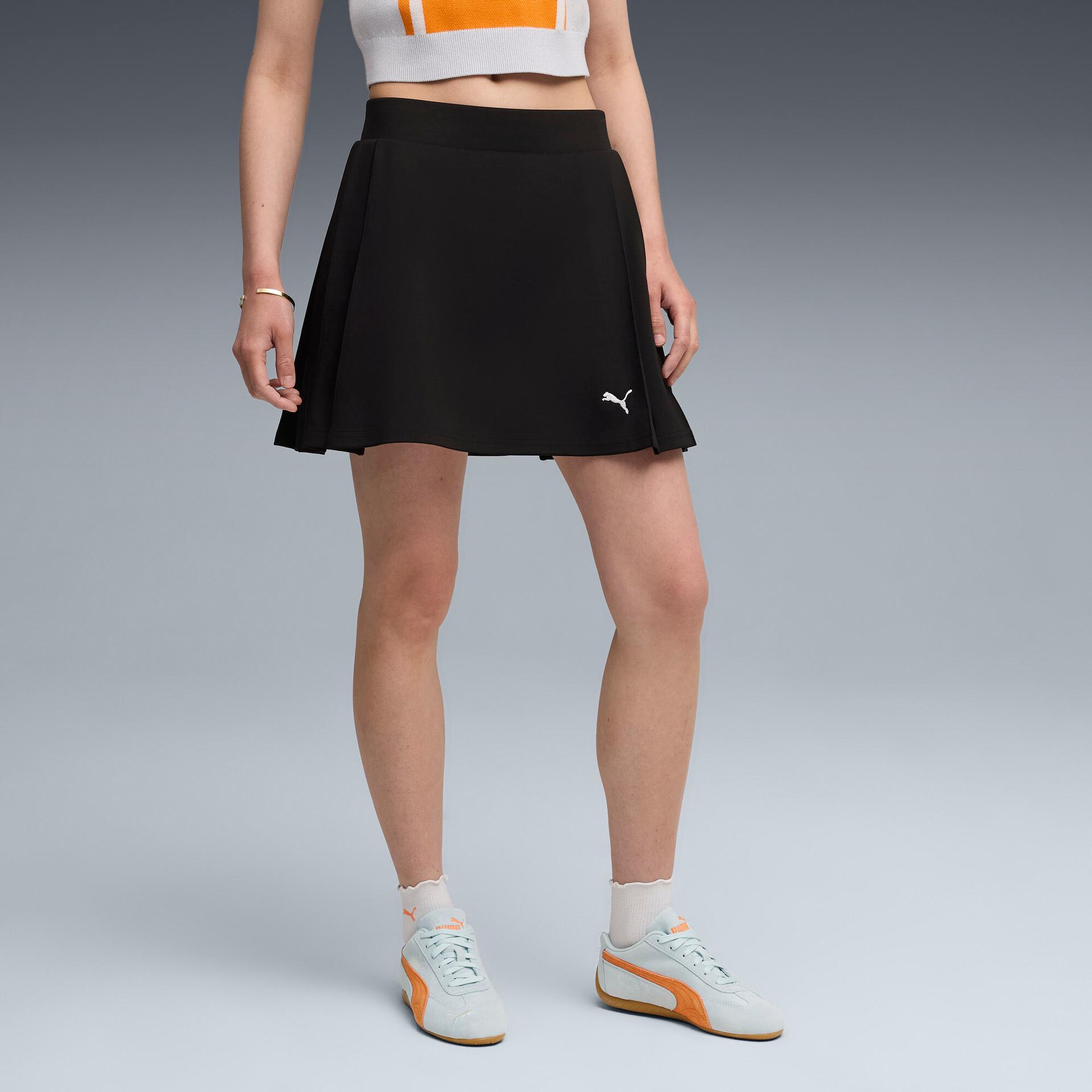 puma wardrobe essentials women's pleated skirt in black, size m