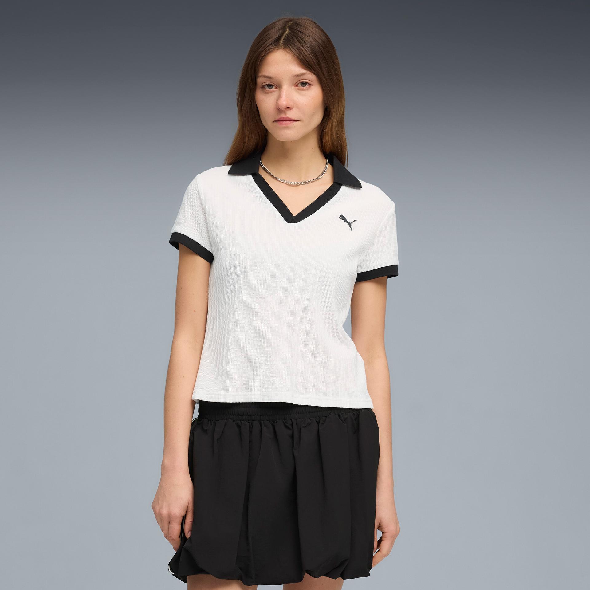puma wardrobe essentials women's polo shirt in white, size s