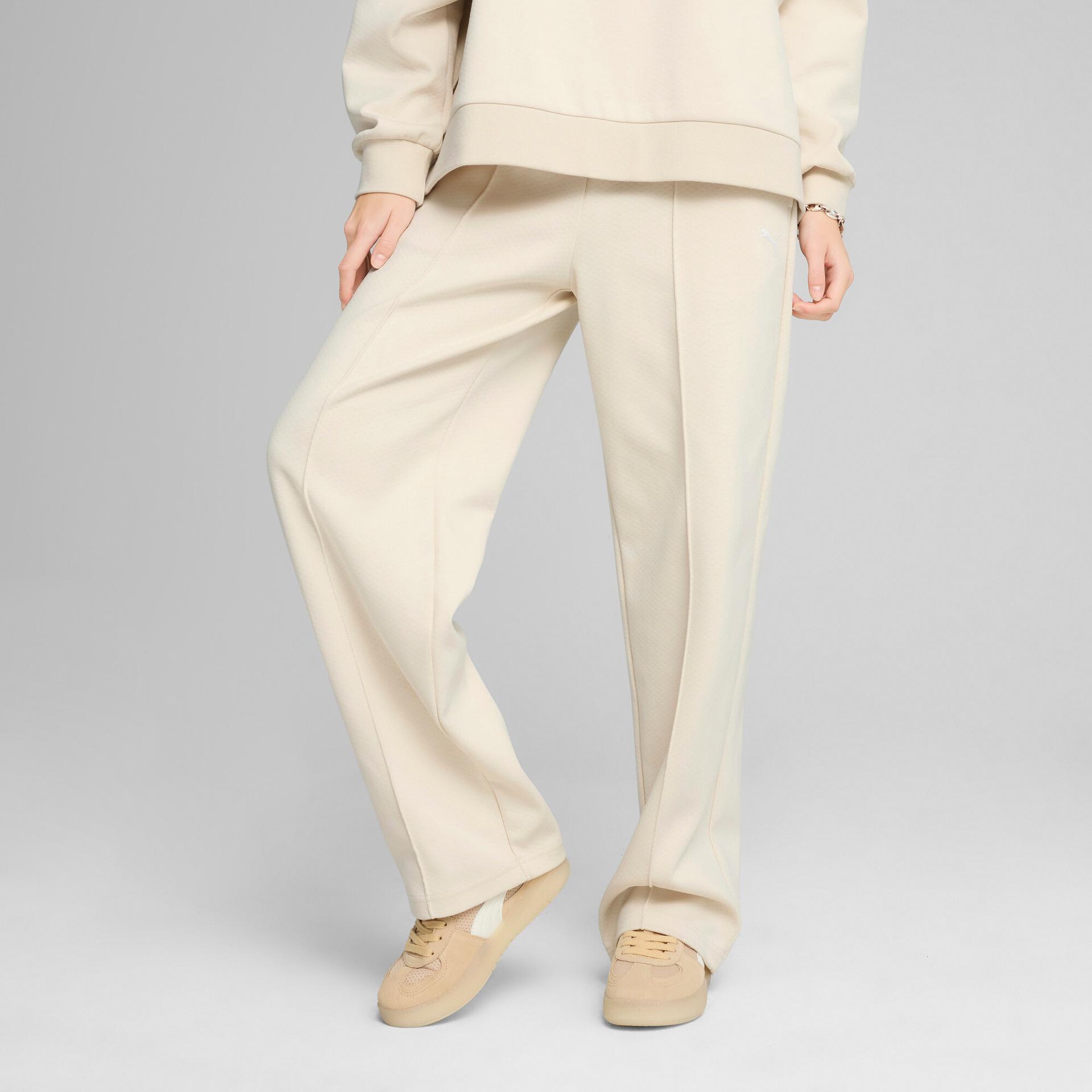 puma wardrobe essentials women's straight pintuck pants in white, size xl