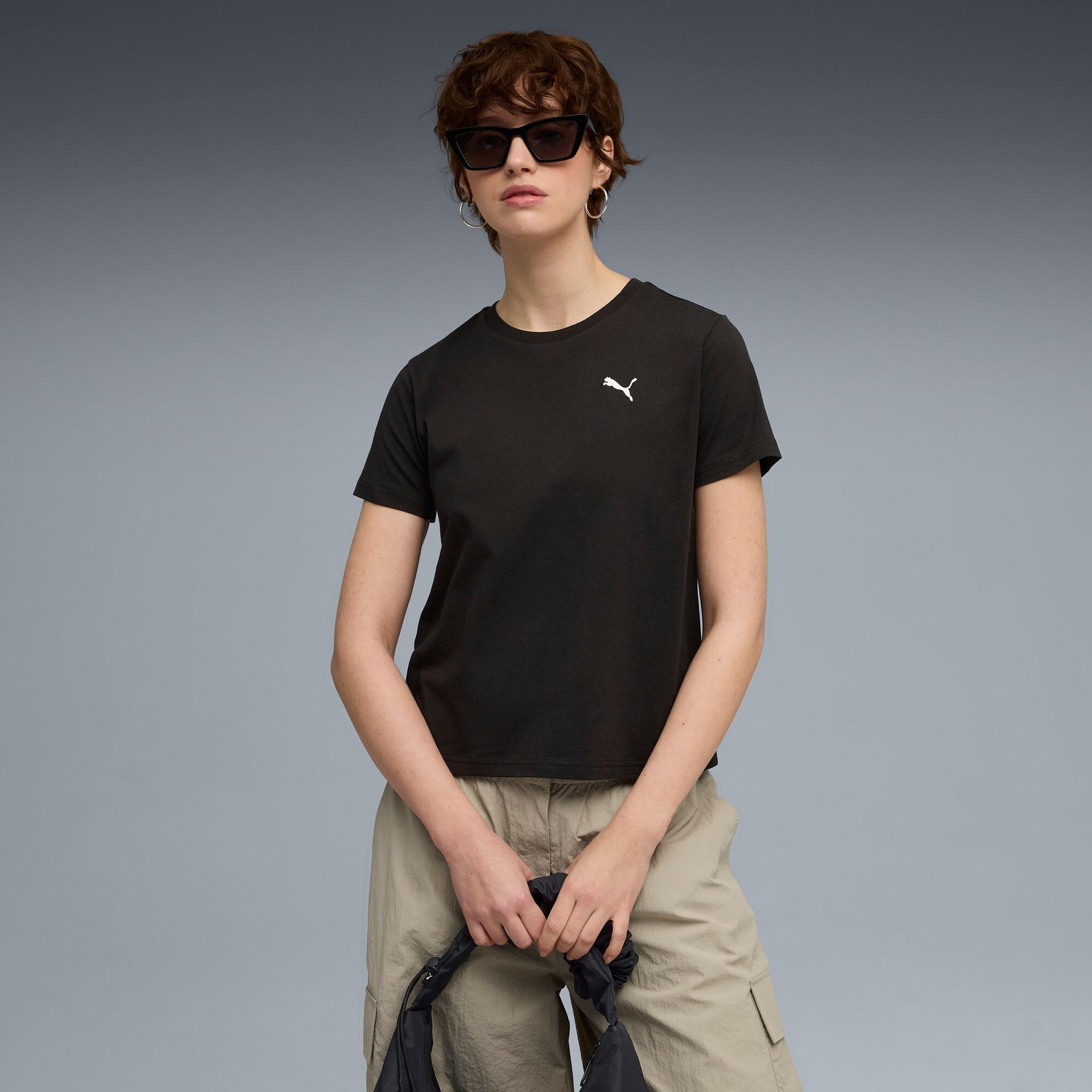 puma wardrobe essentials women's t-shirt in black, size xl