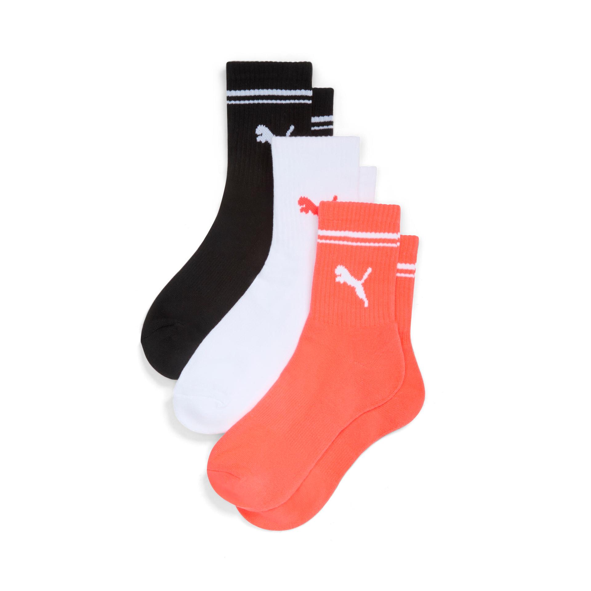 puma women's half-terry crew socks (3 pairs) in assorted colours, size 9-11
