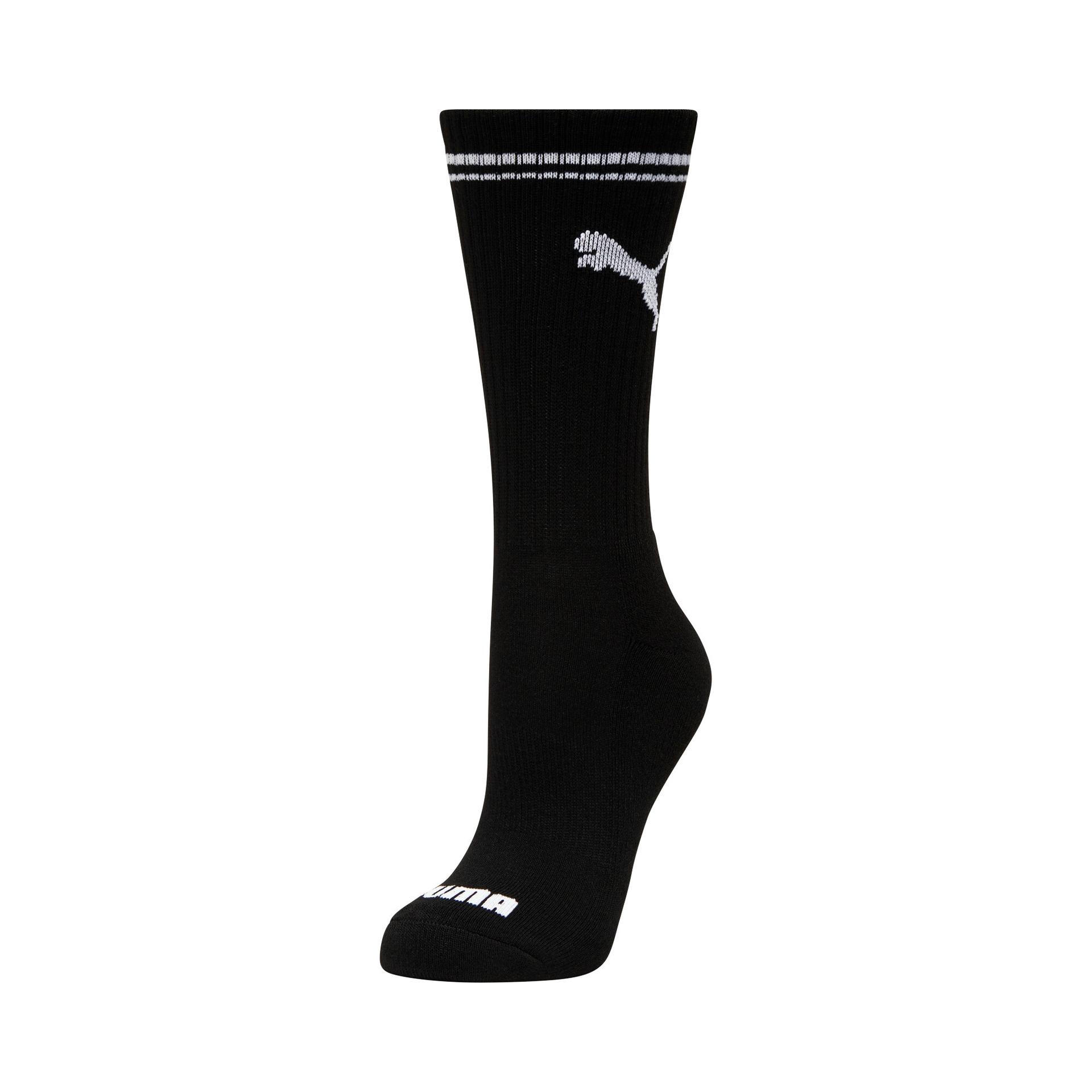 puma women's half-terry crew socks (3 pairs) in black, size 9-11