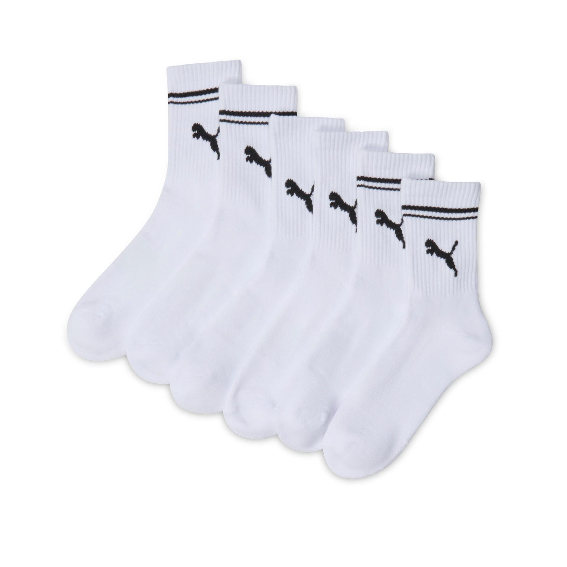 puma women's half-terry crew socks (3 pairs) in white, size 9-11