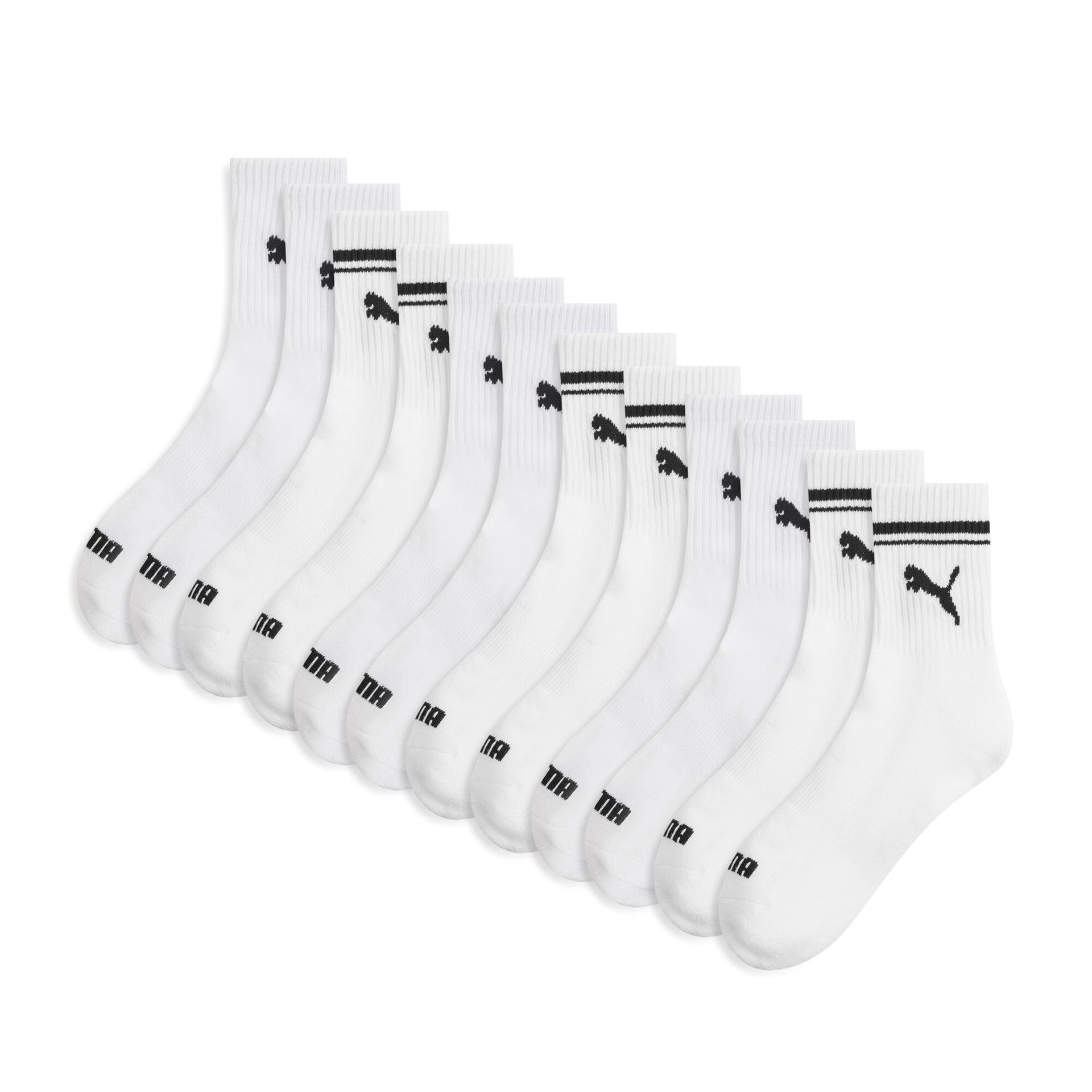 puma women's half-terry low crew socks (6 pairs) in white, size 9-11