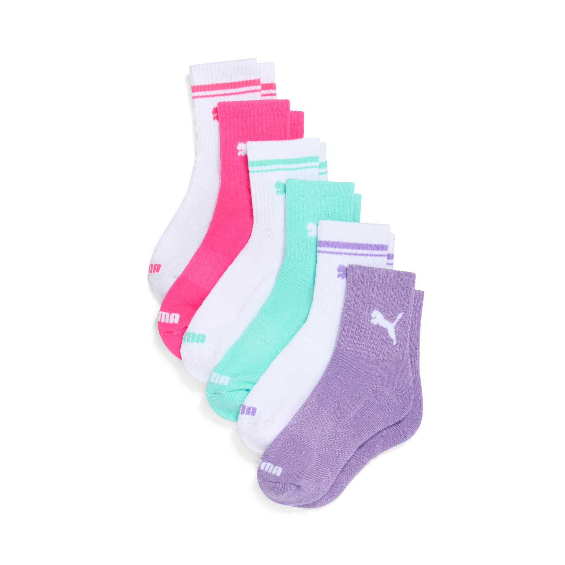 puma women's half-terry low crew socks (6 pairs) in white, size 9-11
