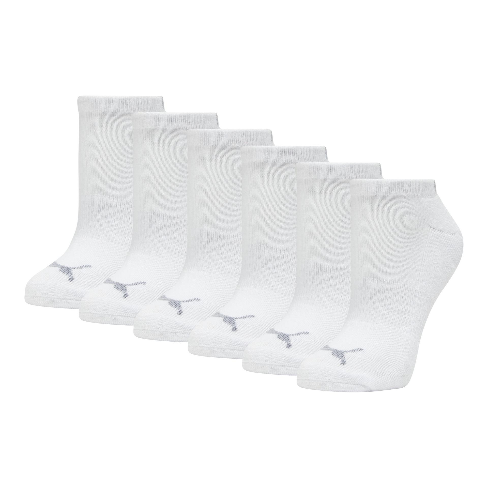 puma women's half-terry low cut socks (3 pairs) in white, size 9-11
