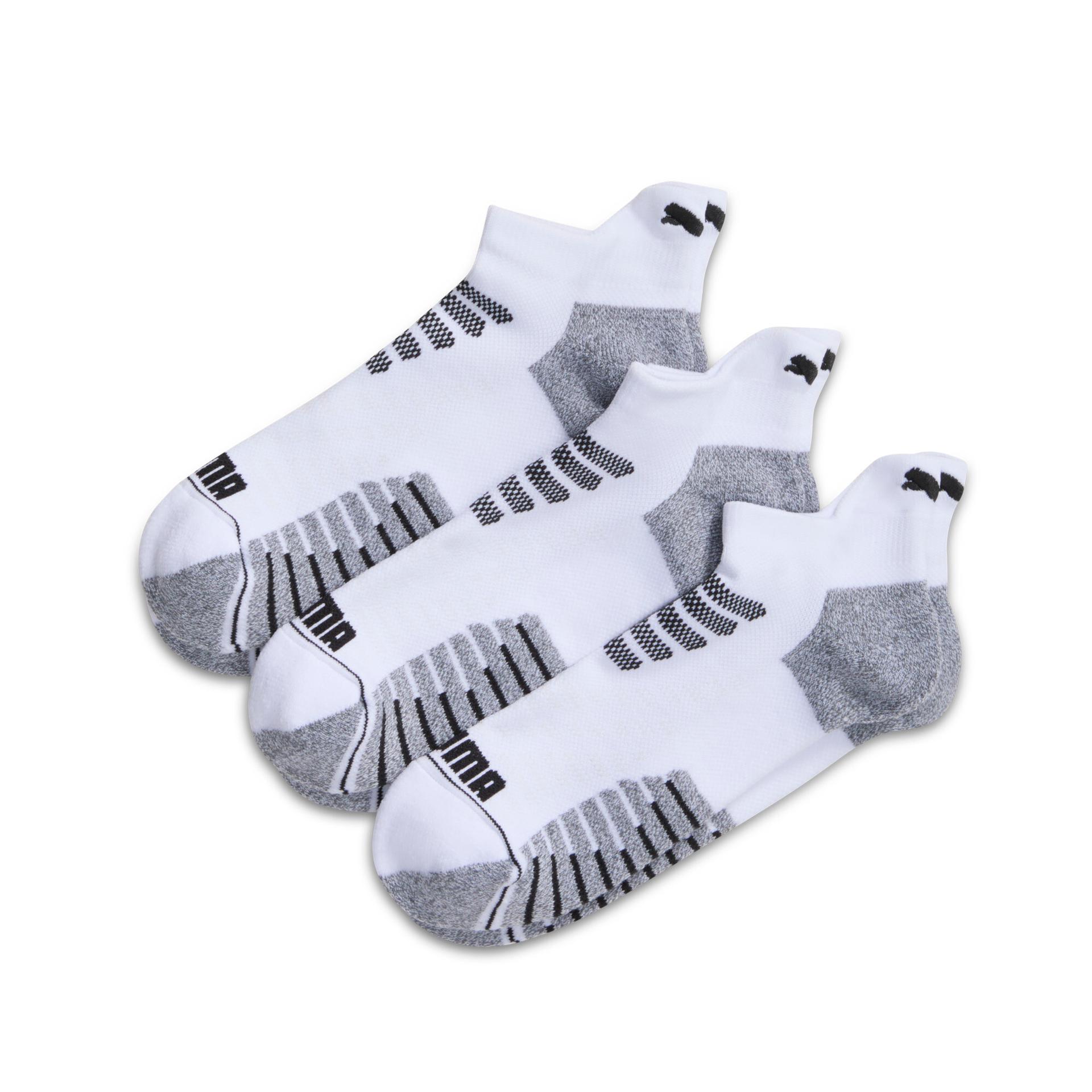 puma women's half-terry low cut socks (3 pairs) in white, size 9-11