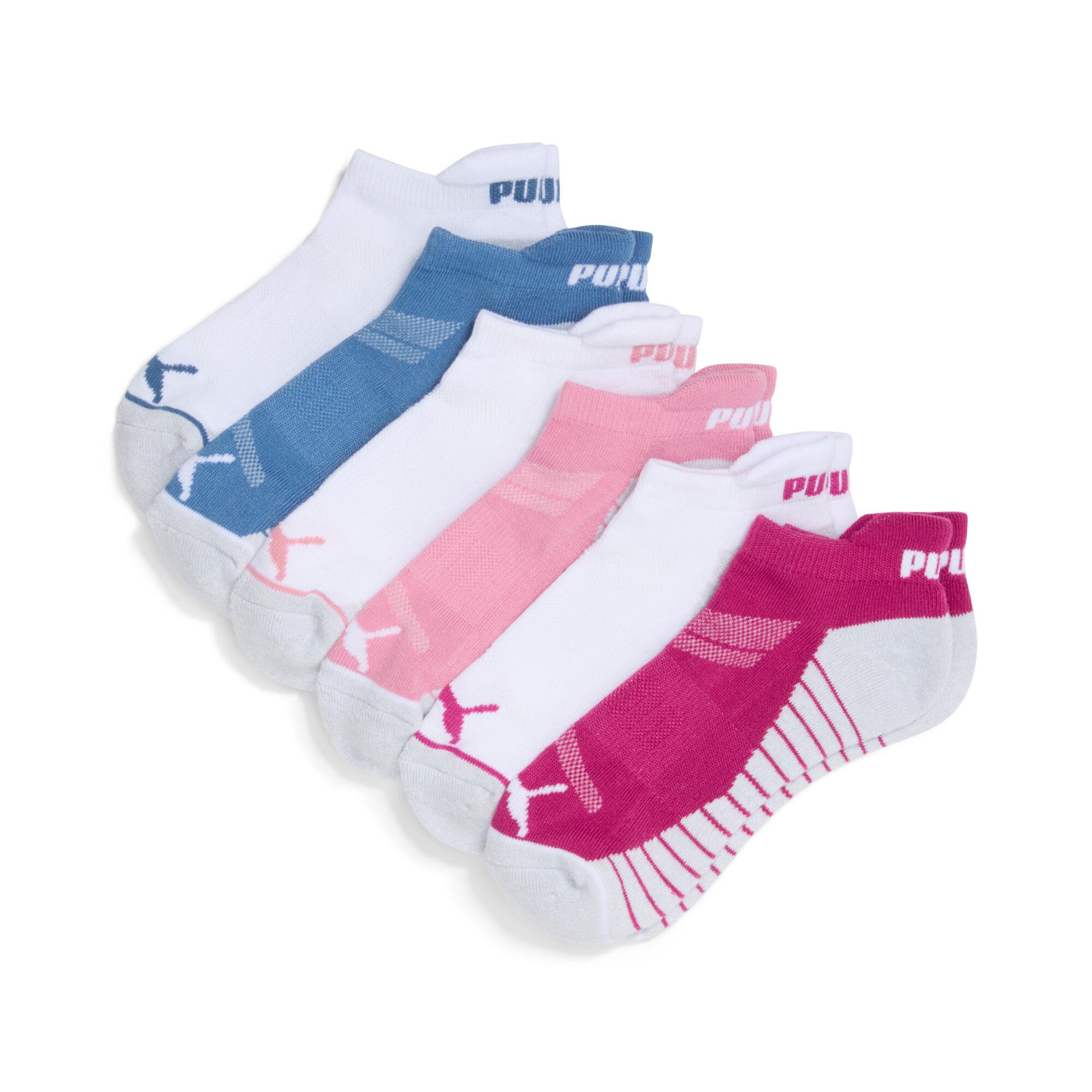 puma women's half-terry low cut socks (6 pairs) in purple, size 9-11