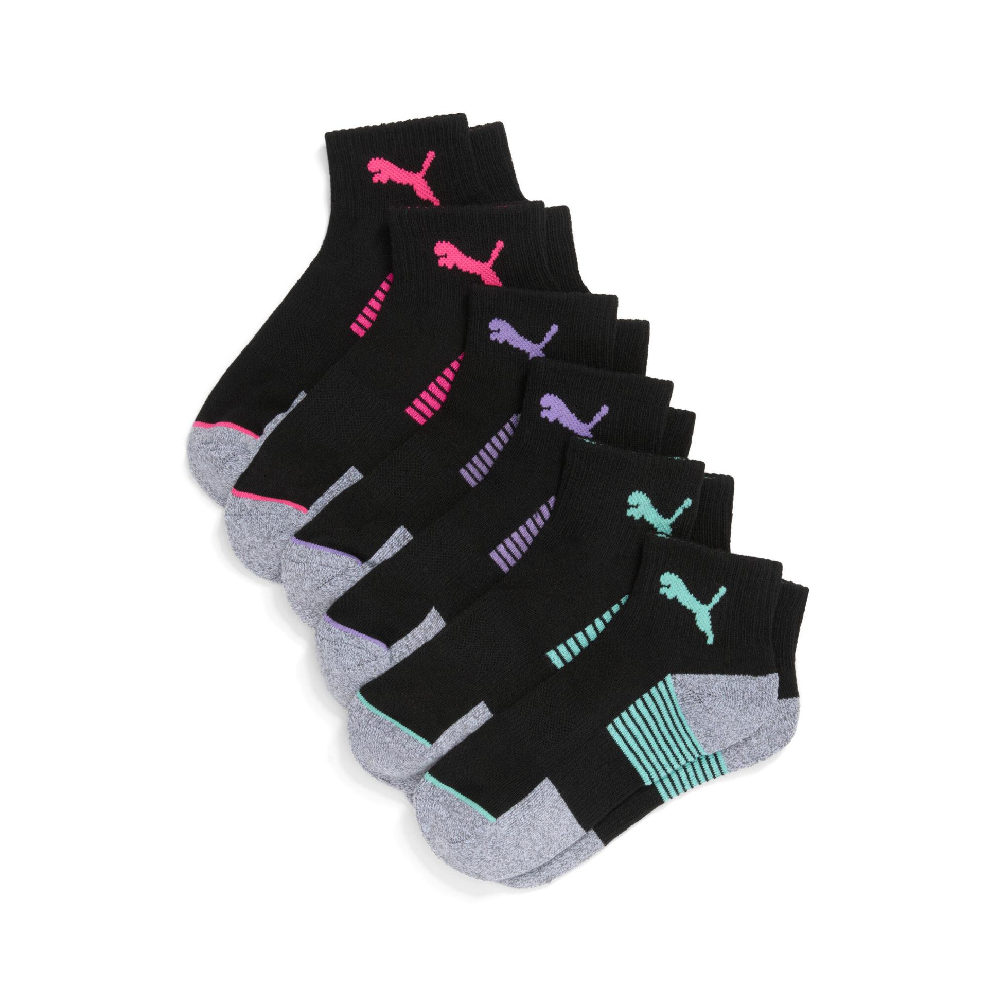 puma women's half-terry quarter crew socks (6 pairs) in pink, size 9-11