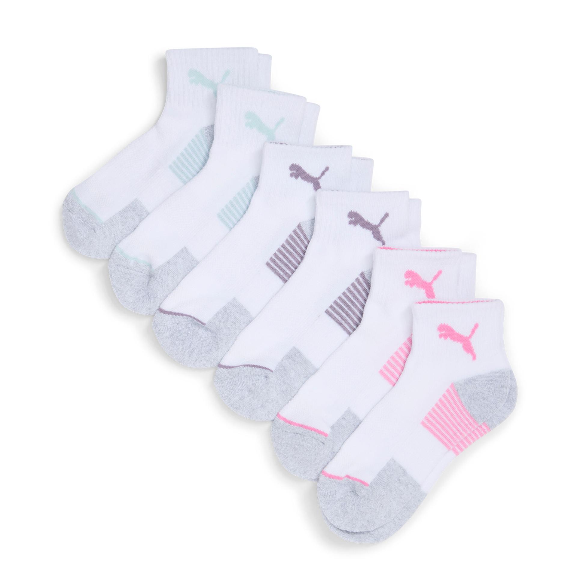 puma women's half-terry quarter crew socks (6 pairs) in white, size 9-11