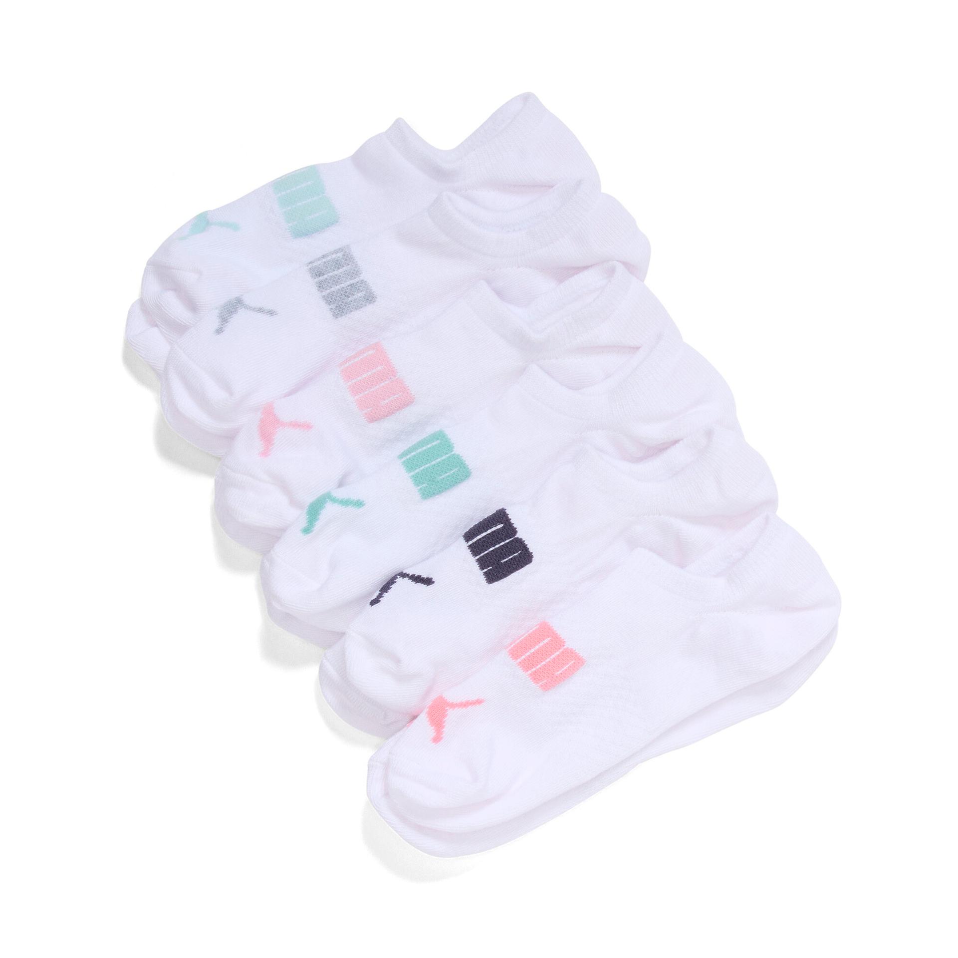 puma women's no show socks (6 pairs) in white, size 9-11