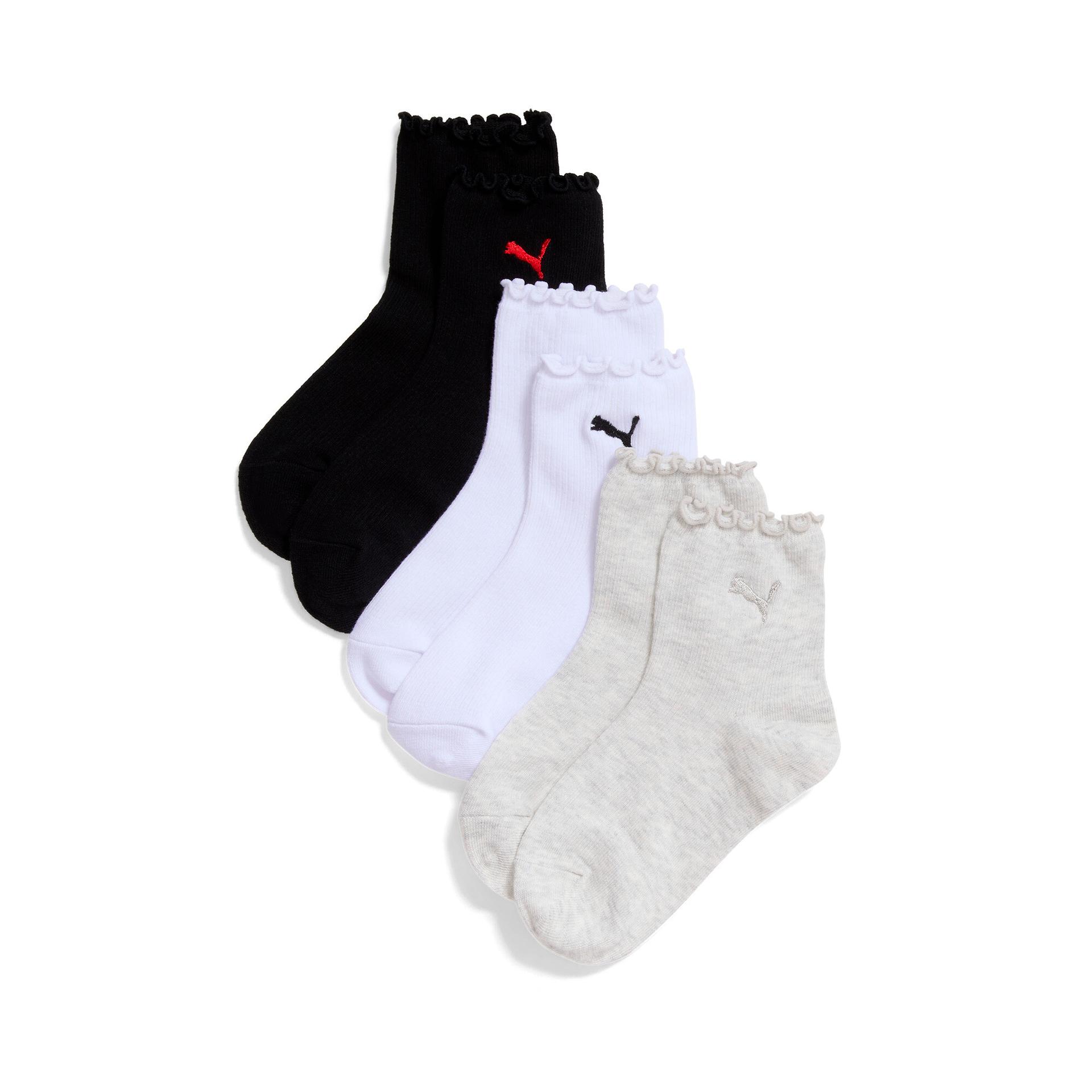 puma women's non-terry quarter-length crew socks (3 pairs) in grey, size 9-11