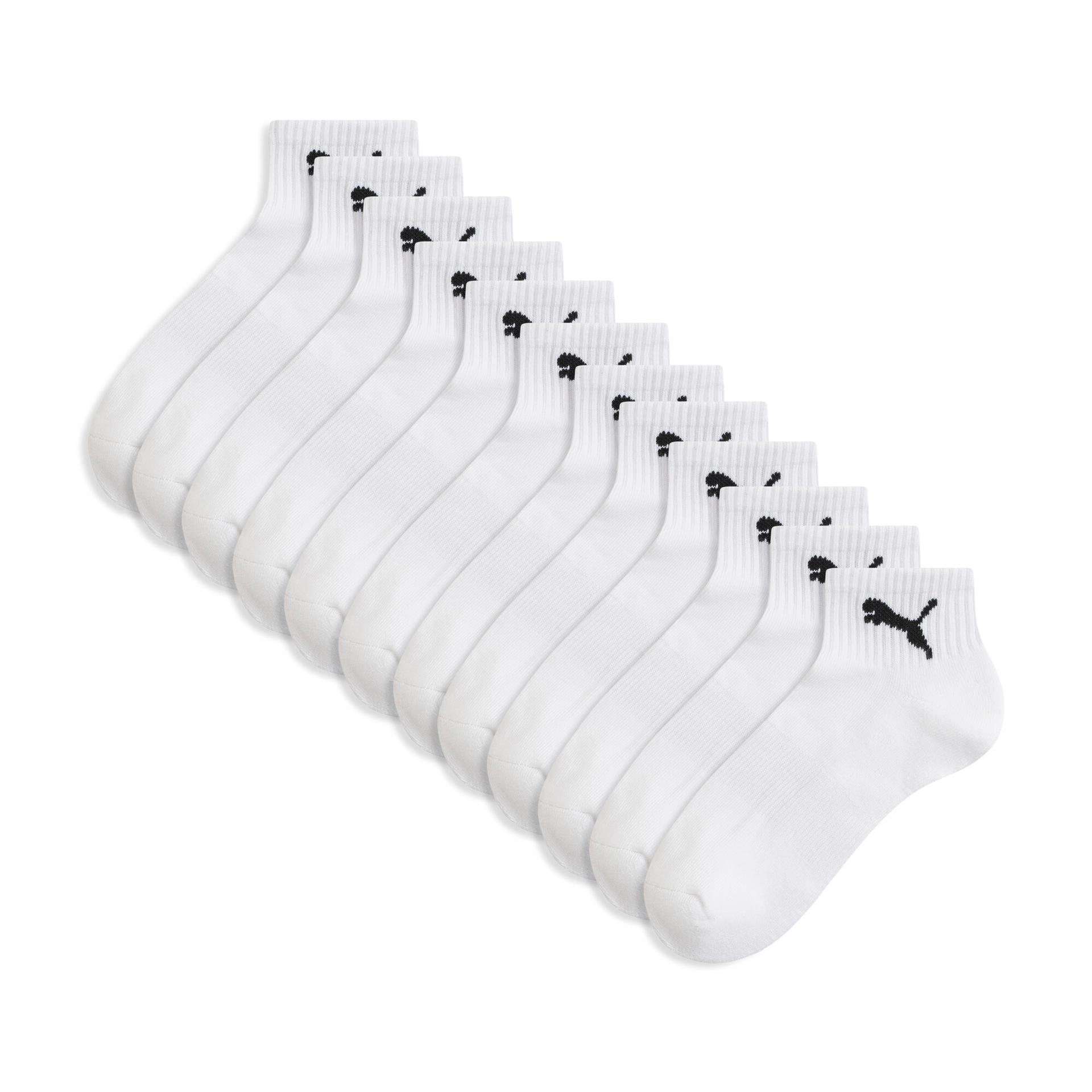 puma women's quarter crew socks (6 pairs) in white, size 9-11
