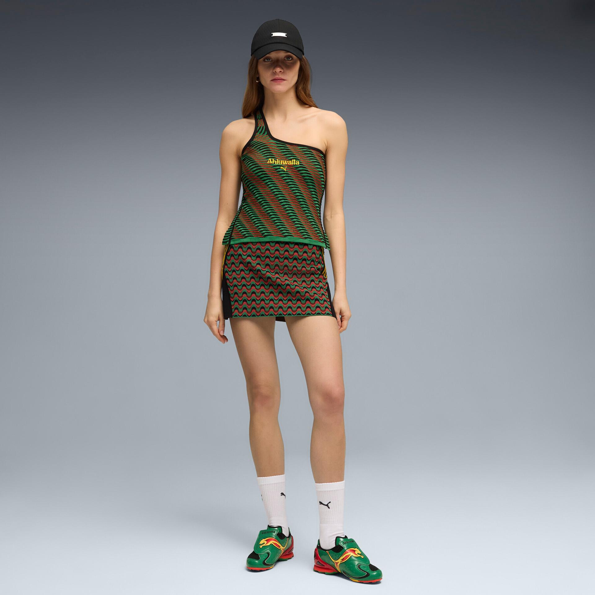puma x ahluwalia women's skirt in green, size xxs