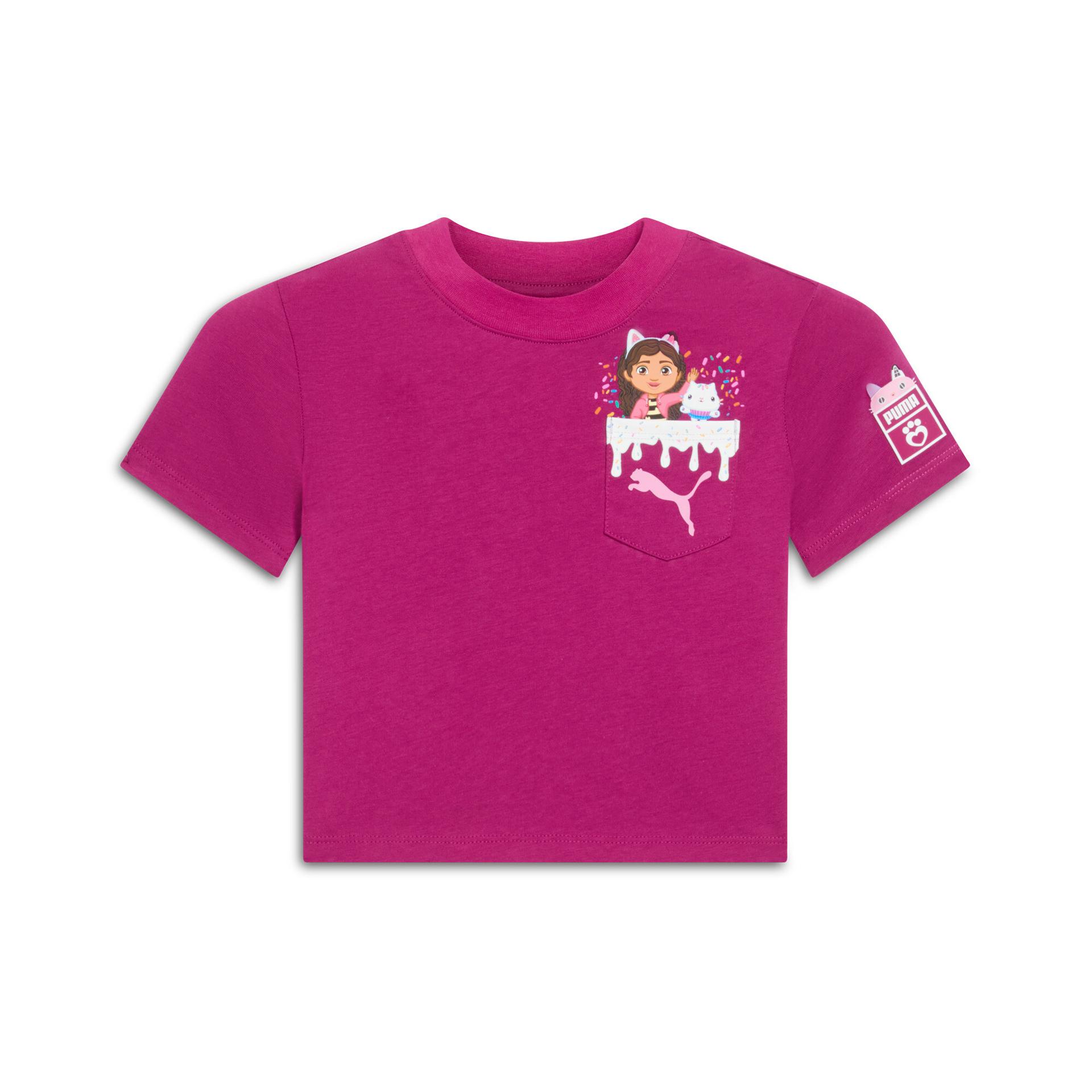 puma x gabby's dollhouse toddler's cakey women's t-shirt in pink, size 3t