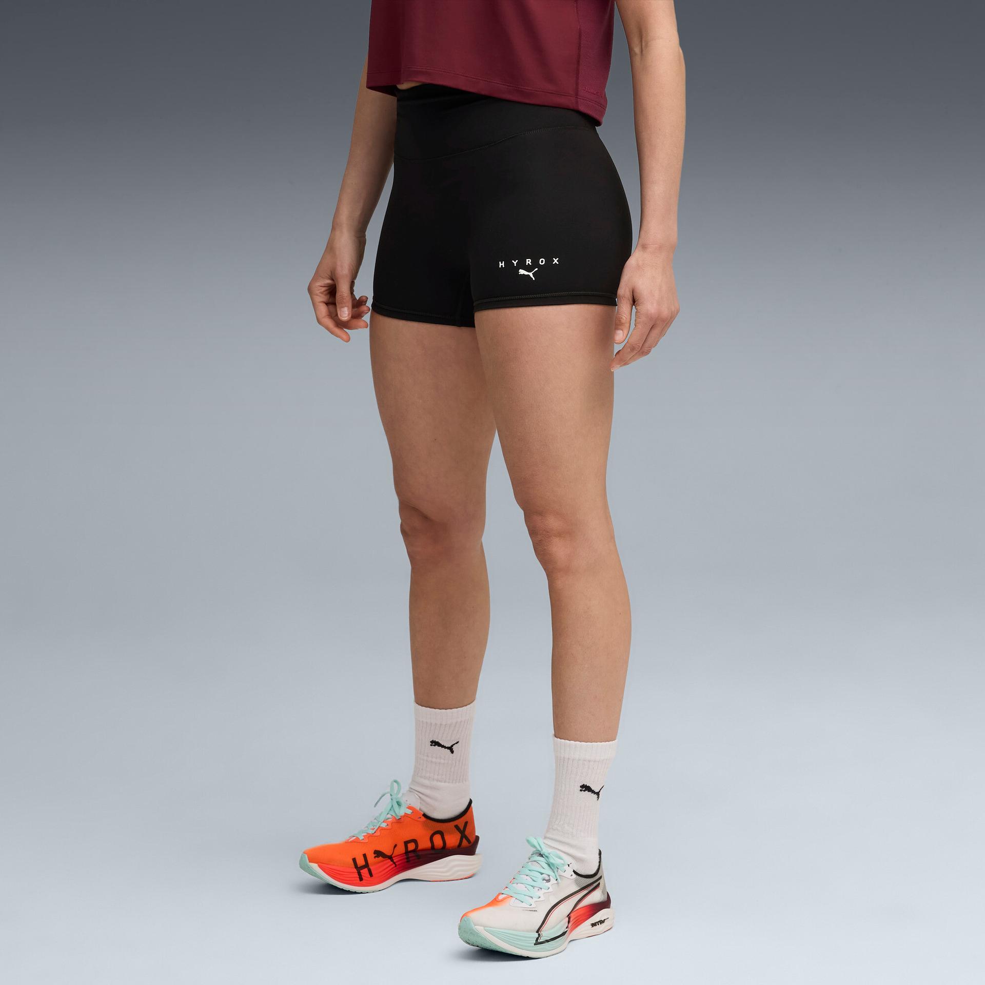 puma x hyrox women's 3" biker shorts in black, size xxl