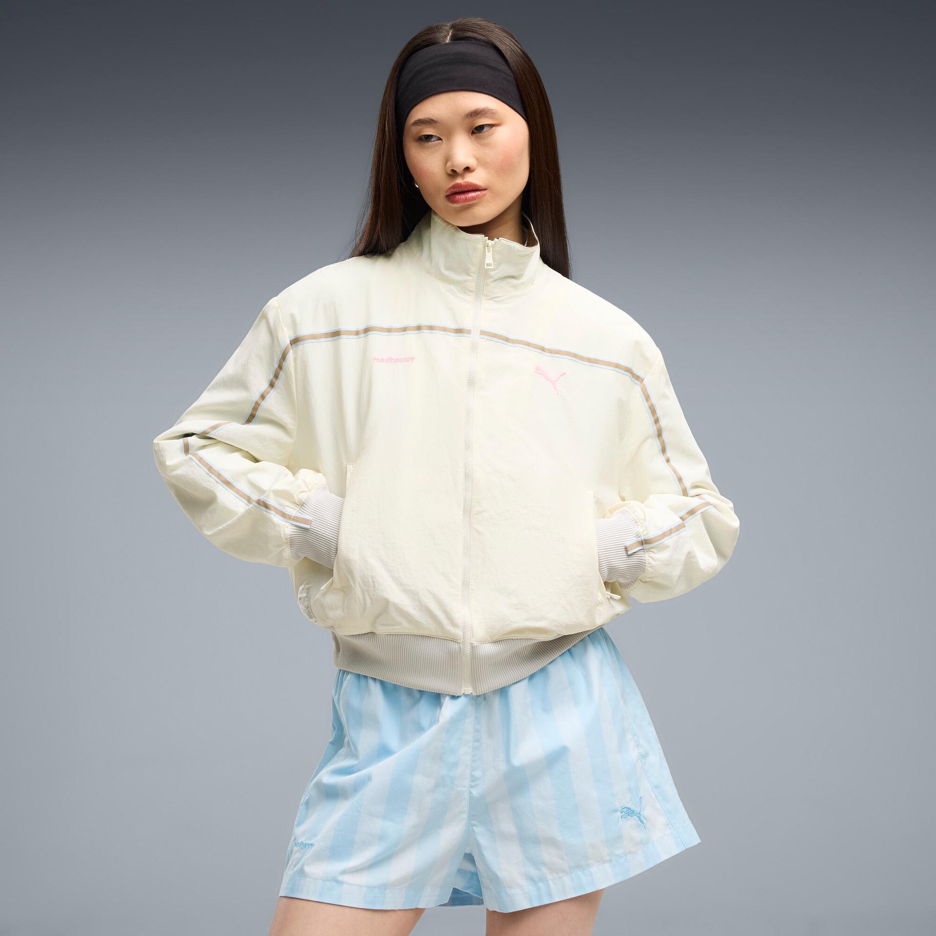 puma x madhappy women's oversized track jacket in white, size xxl
