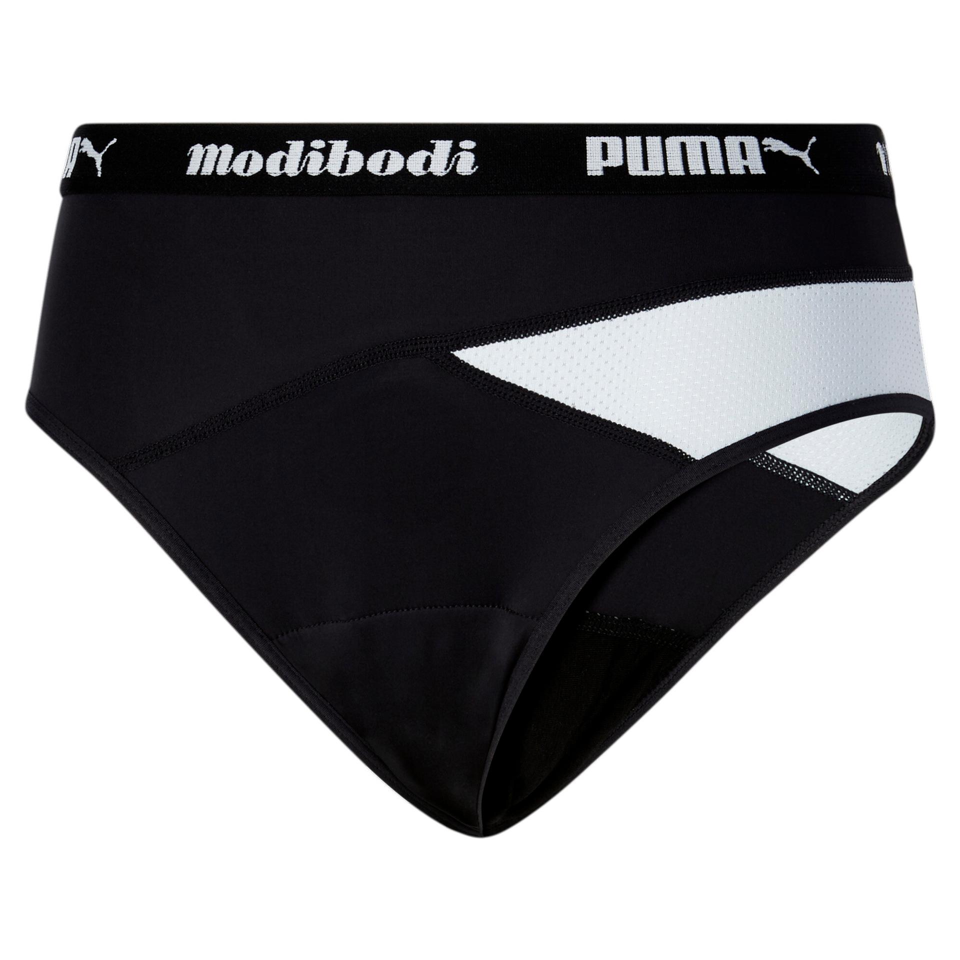 puma x modibodi active classic women's brief in black, size xxl