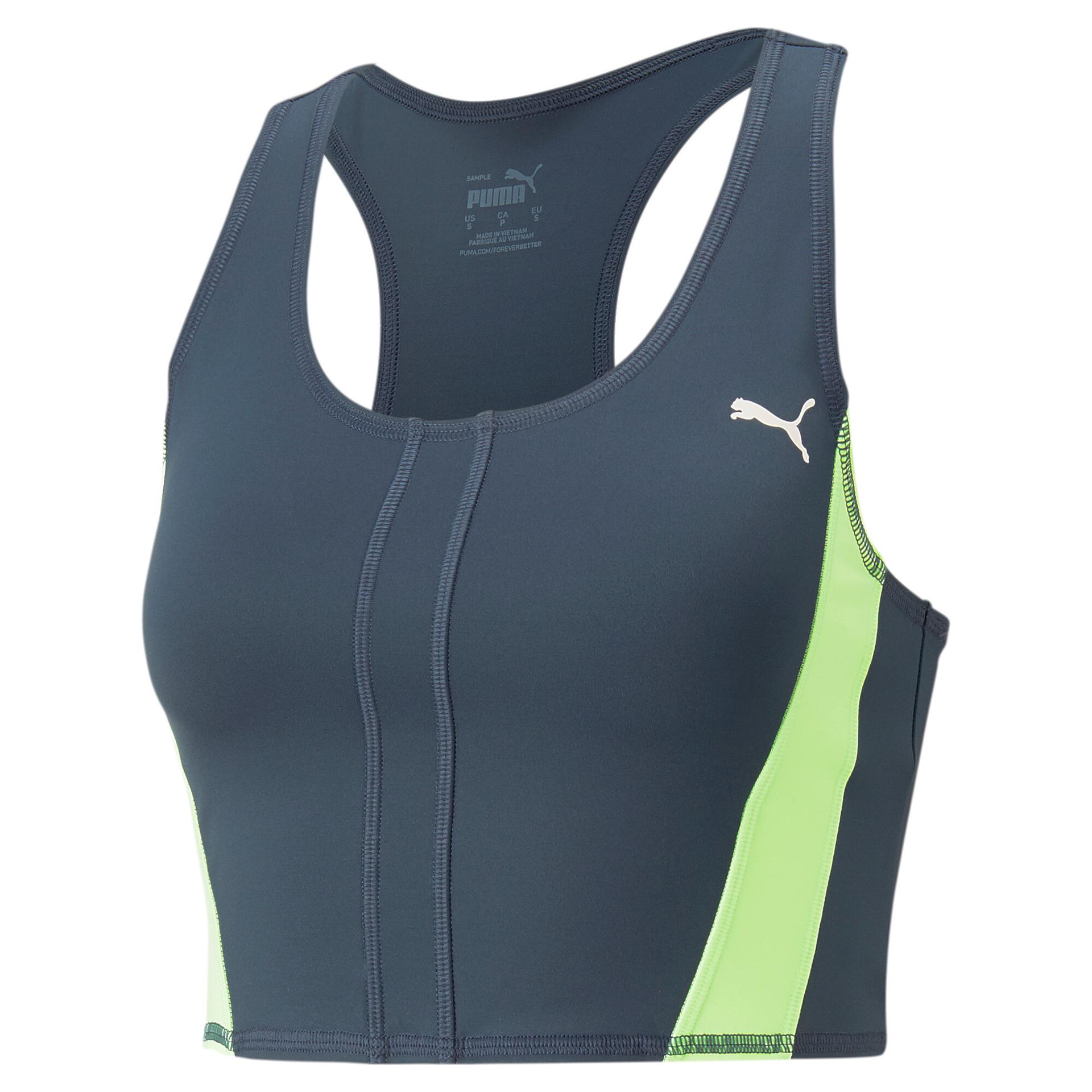 puma x olivia amato women's running crop top in blue, size xs