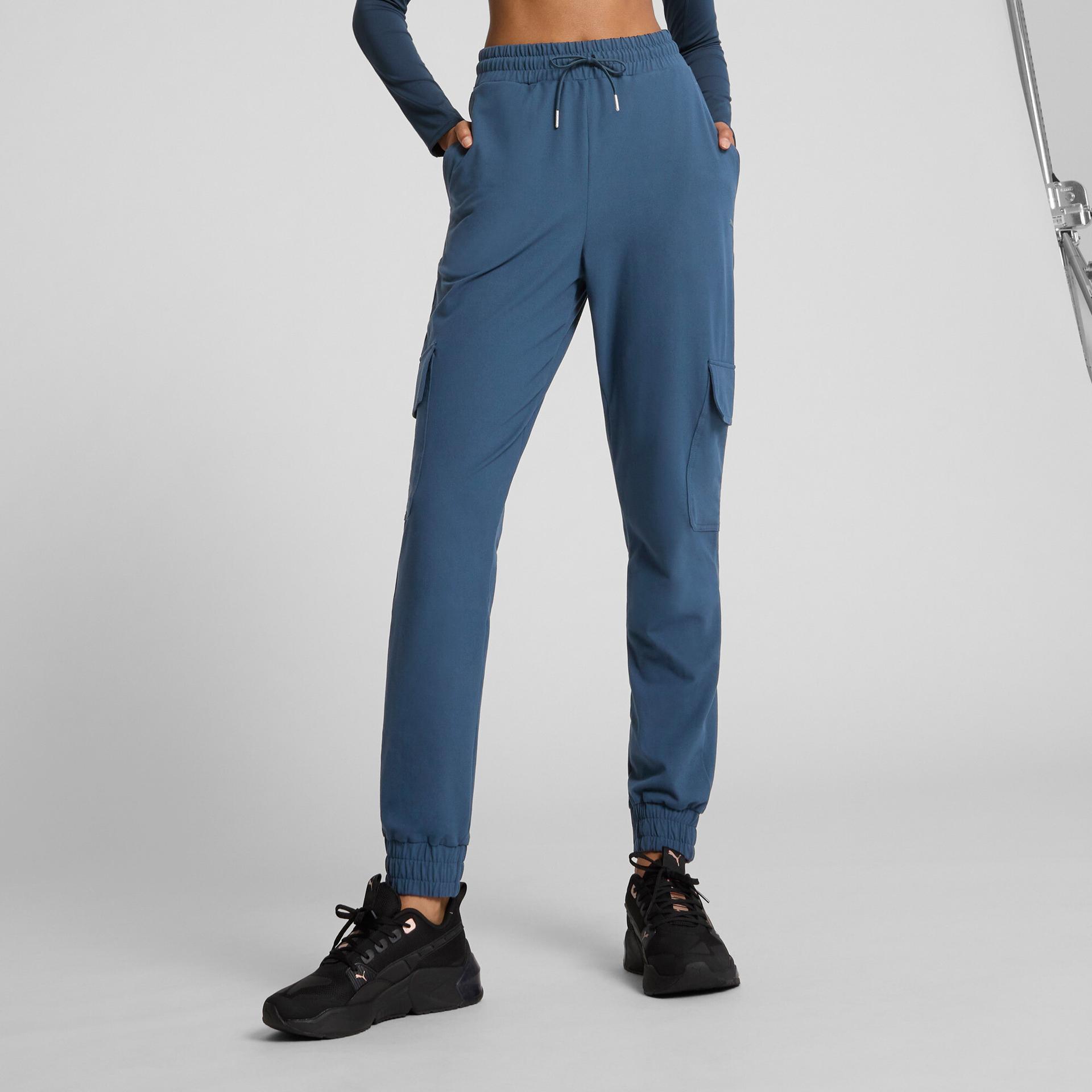 puma x pamela reif women's cargo sweatpants in blue, size m