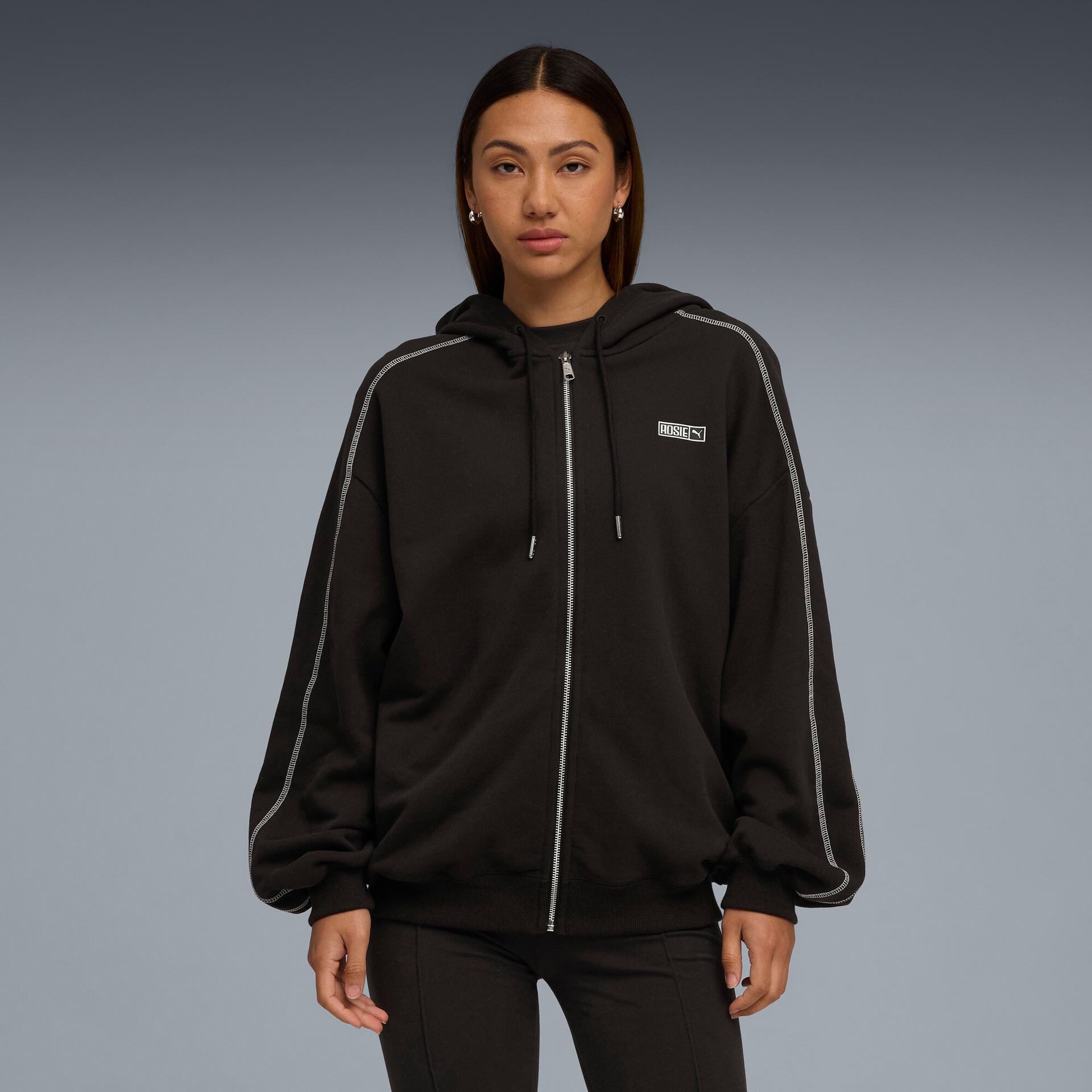 puma x rosã t7 women's hoodie in black, size xs