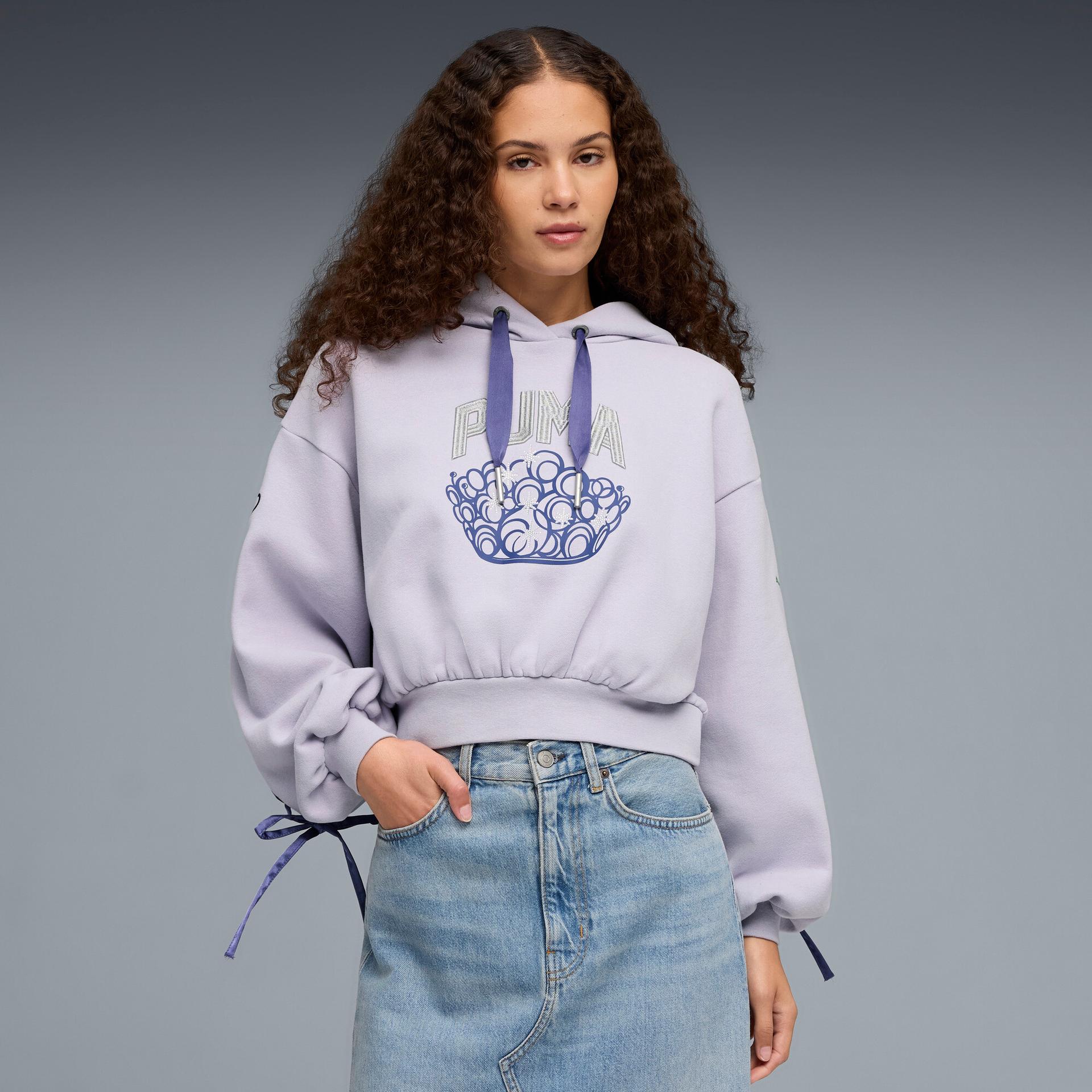 puma x wicked women's goodness hoodie in purple, size xxs