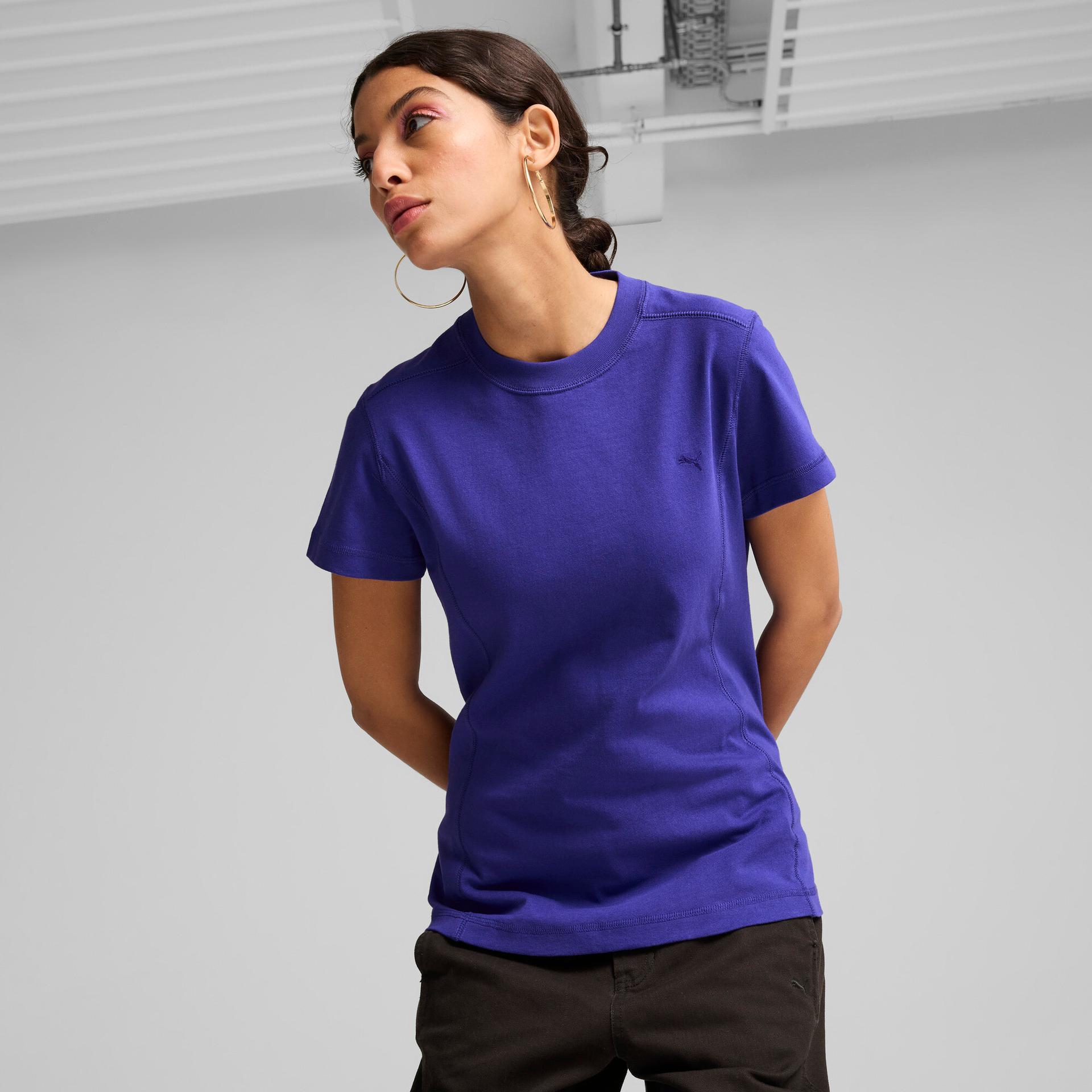puma yona women's t-shirt in blue, size l