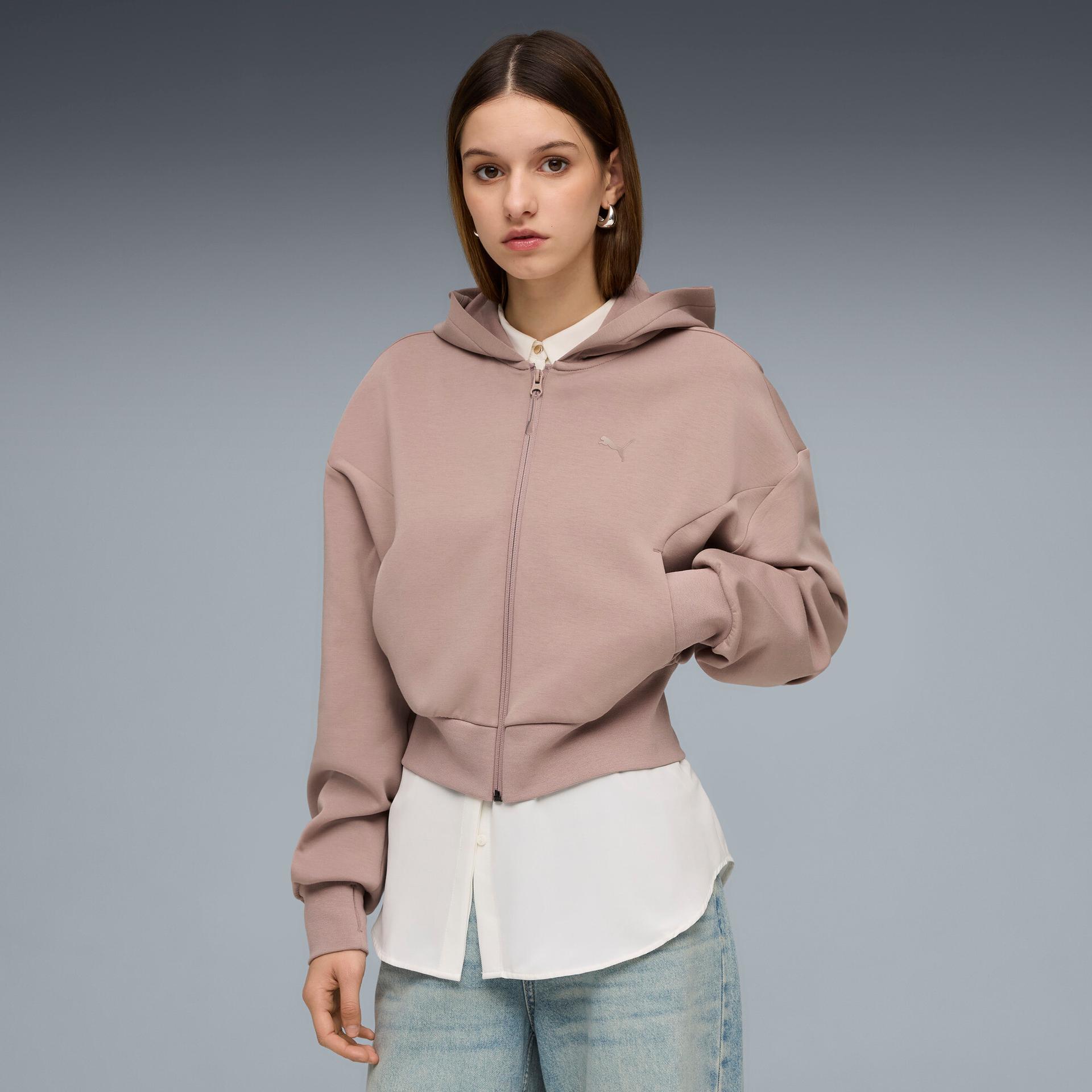 pumatech drycell women's zip-up hoodie in beige, size l