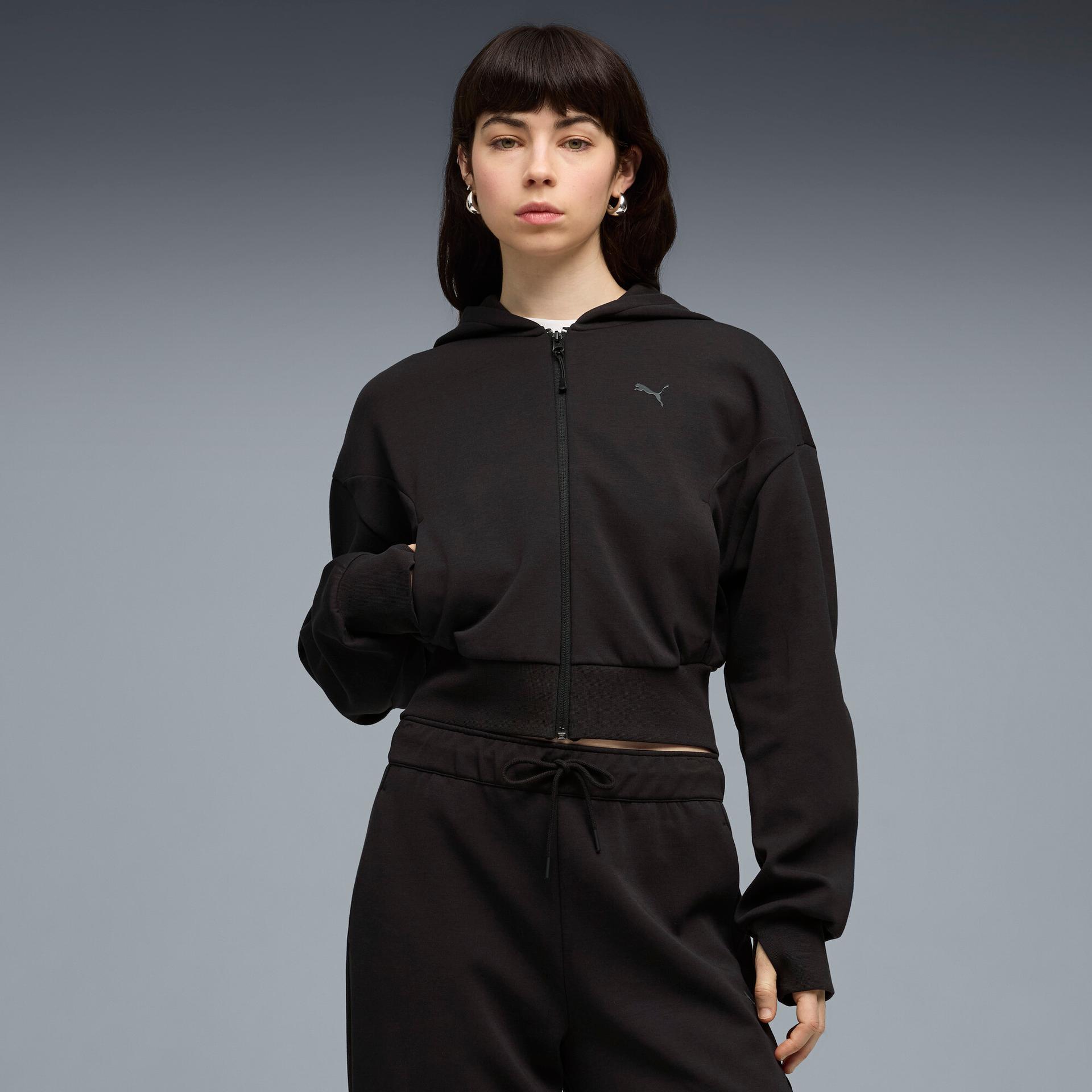 pumatech drycell women's zip-up hoodie in black, size m