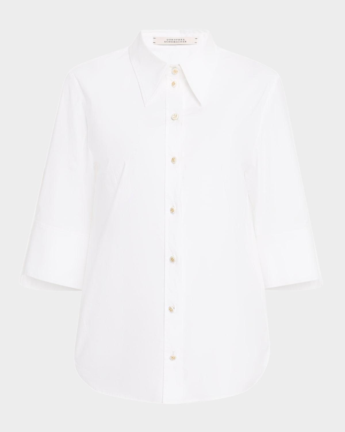 pure power button-down cotton poplin blouse