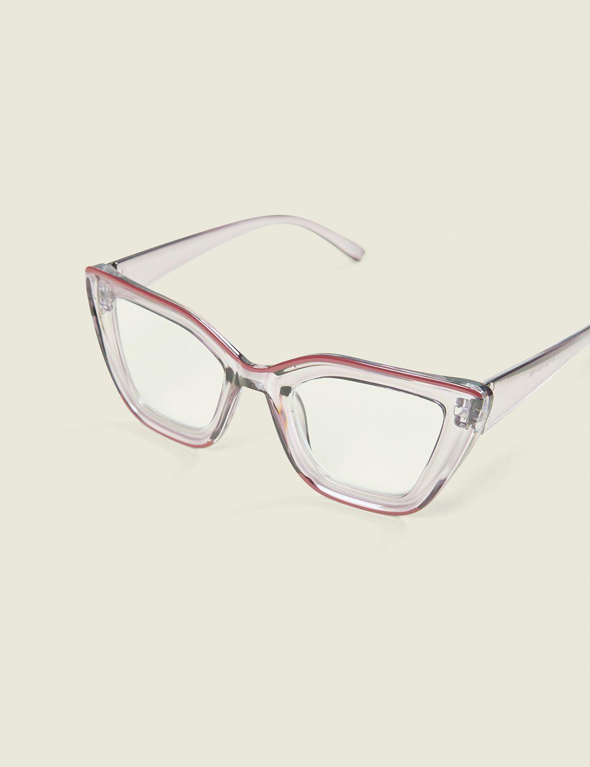 purple & pink translucent cateye reading glasses