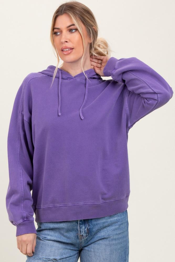purple french terry hooded sweatshirt