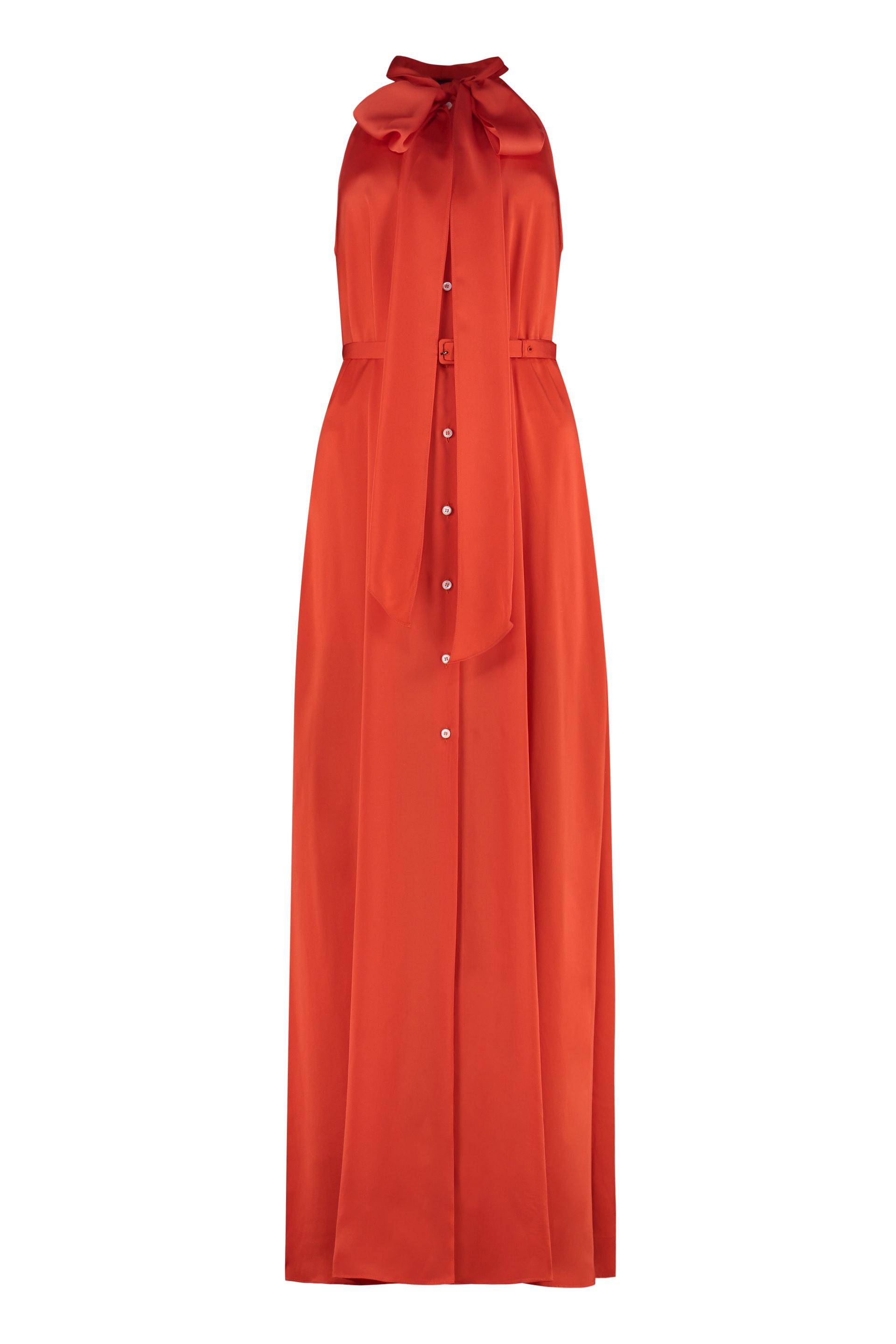 pussy-bow silk shirtdress