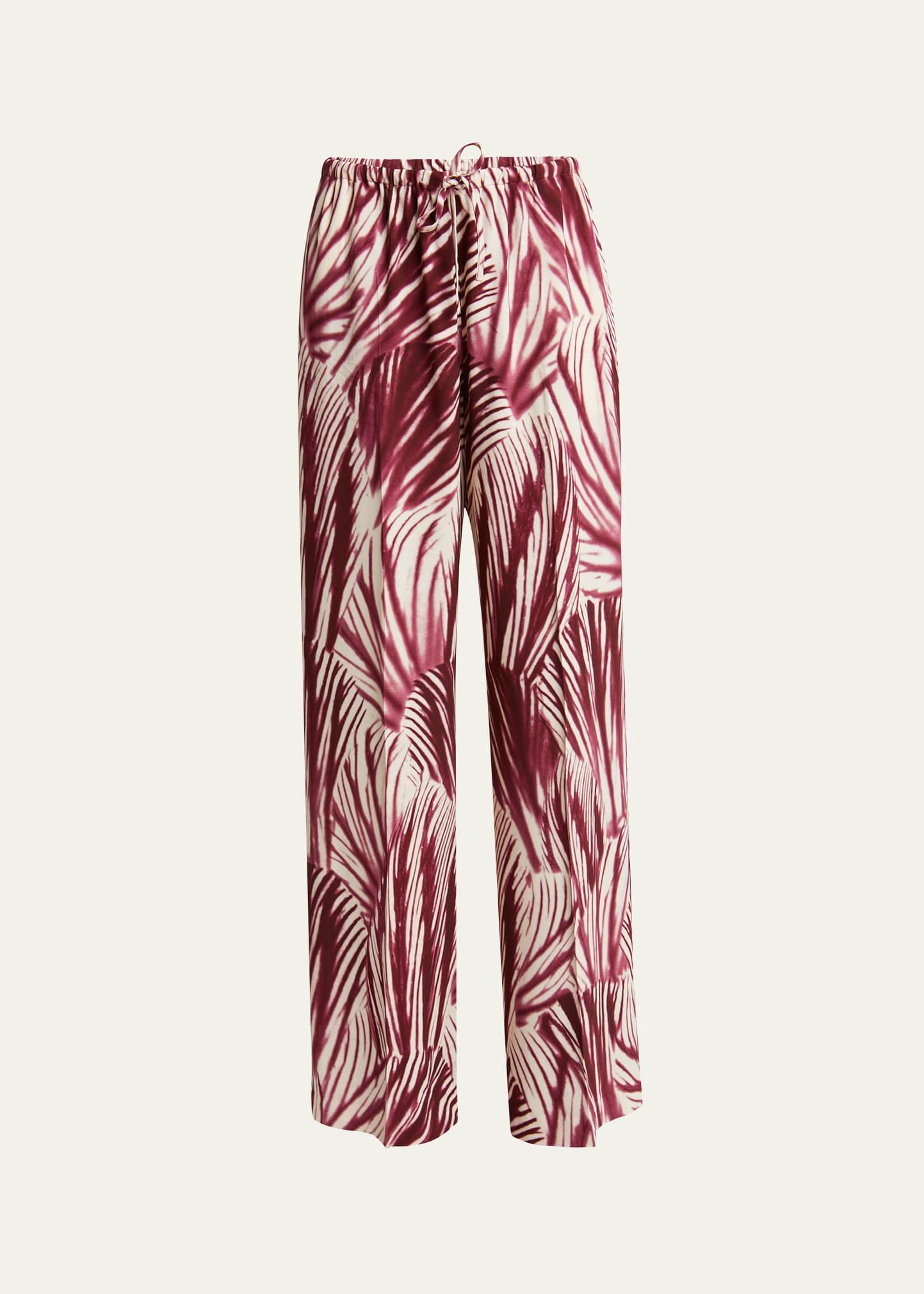 puvis printed wide-leg drawstring pants
