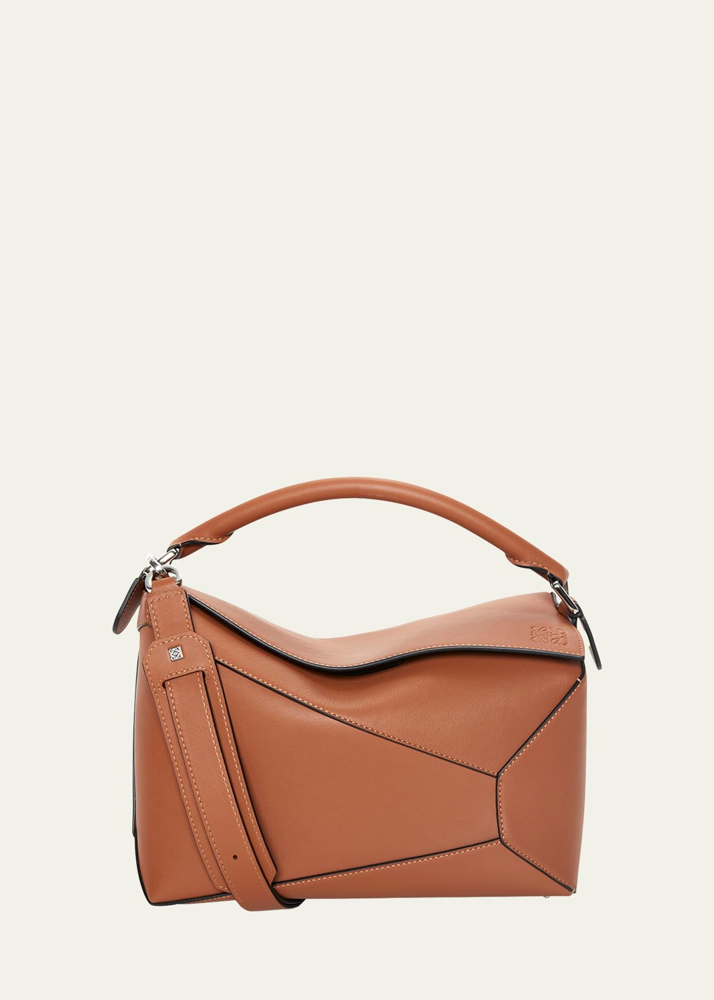 puzzle edge leather shoulder bag